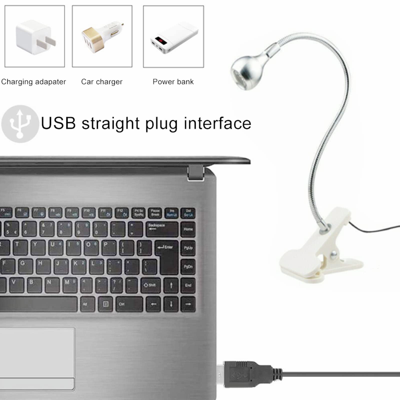 UV LED Light Fixtures with Gooseneck and Clamp Mini Desk Light Clamp Portable Gooseneck for Outdoor Stall Gel Nail Curing, 5V US