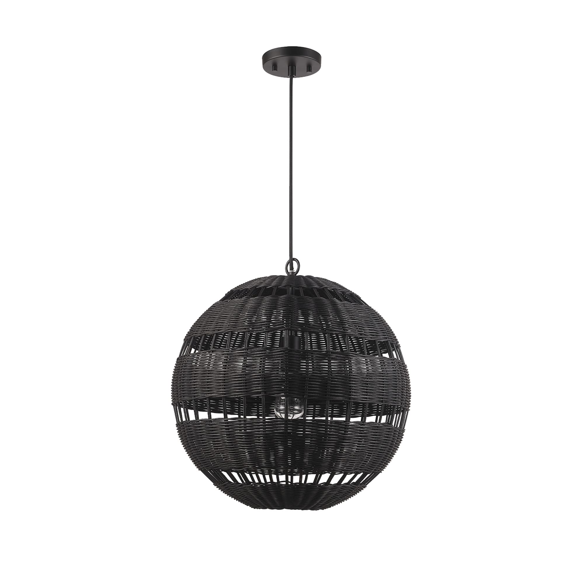 Globe Electric Novogratz x 65838 Beth 1-Light Pendant Lighting, Matte Black, Bulb Not Included