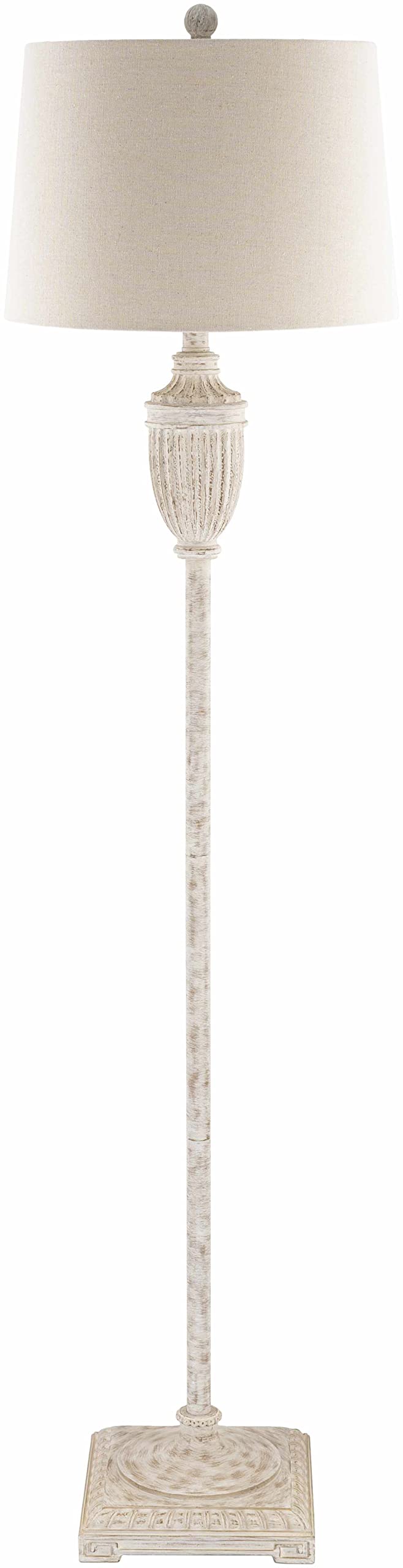 Boutiquerugs Butazon Floor Lamp For Living Room - Boho Standing Lighting - Shade Linen - Cream, White - 59'' H