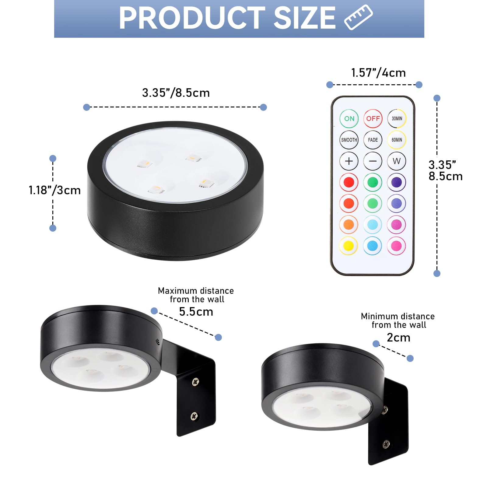 4-Pack Wireless Battery Operated Painting Light With Remote Control,13 Color Rgb Magnetic Led Art Display Light For Picture Fram