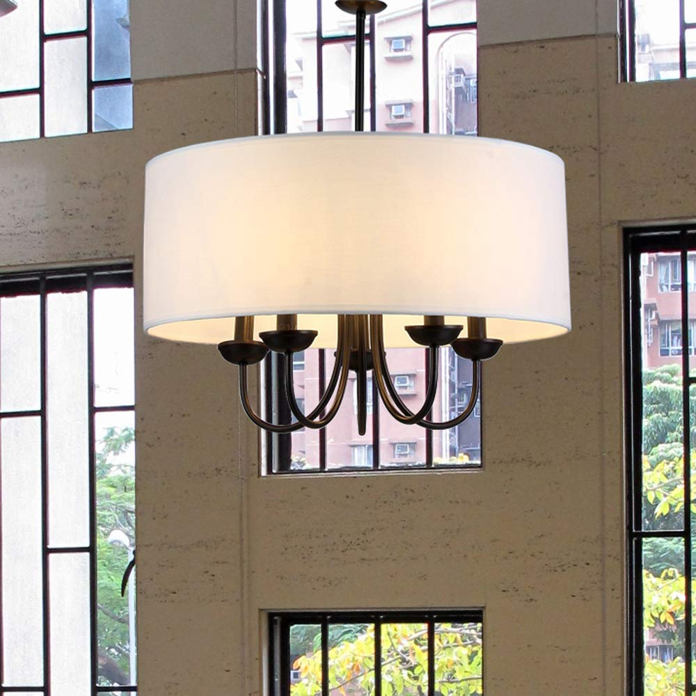 Warehouse Of Tiffany Su1700-5 Gwenevere 5-Light White Fabric 22-Inch Black-Finish Chandelier