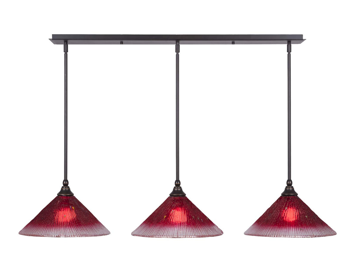 Toltec Lighting 3 Light Linear Pendalier In Dark Granite (36-Dg-706)