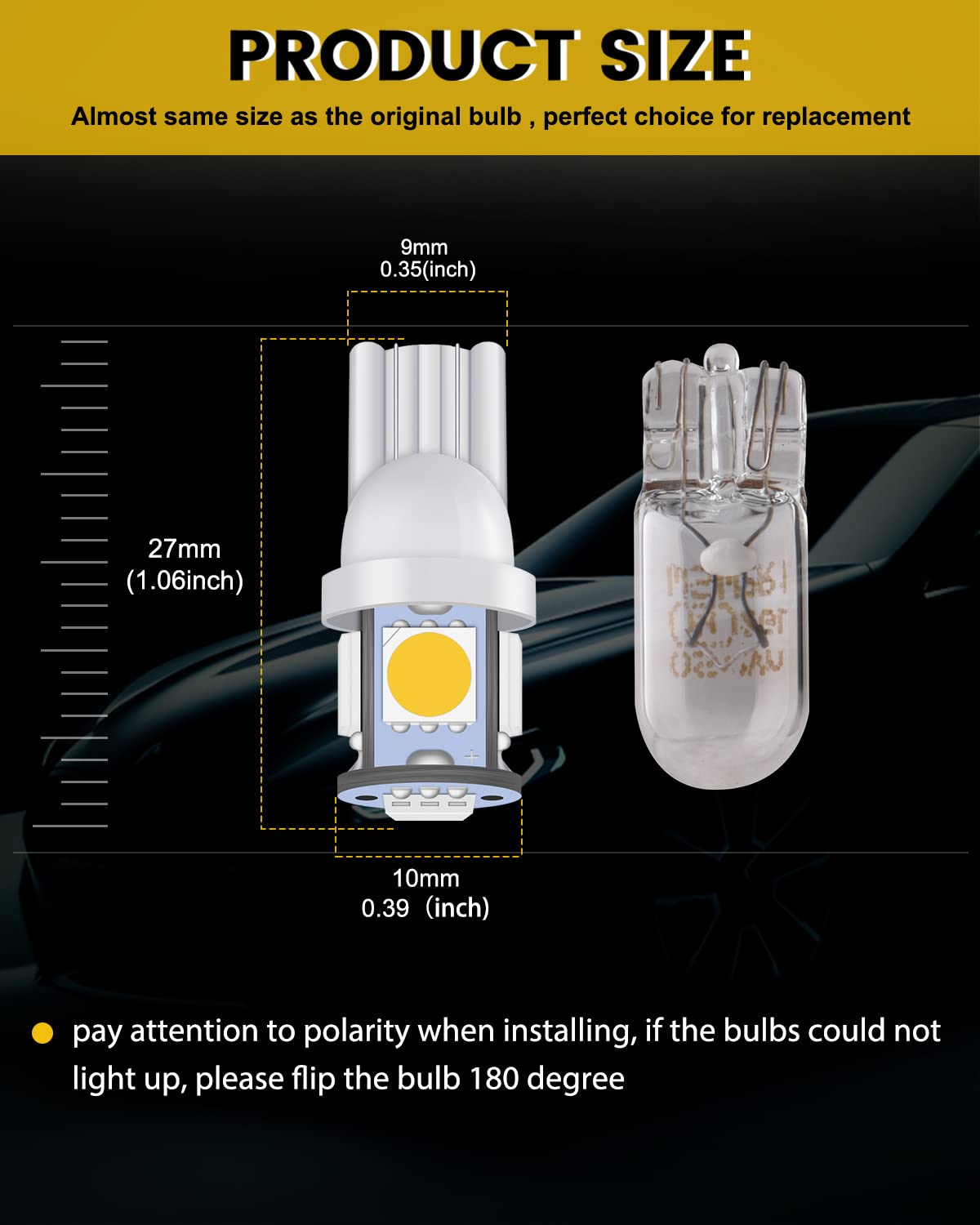 YM E-Bright T10 LED Bulb 194 168 Replacement for Truck Interior Lights, 24V White, Pack of 20