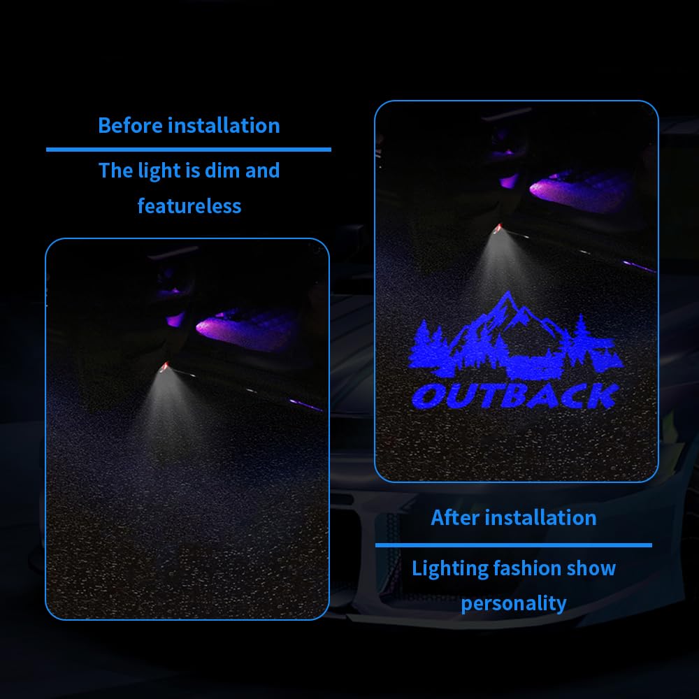 uunonaha Outback LED Car Door Logo Lights - 2 pcs Courtesy Projector, Aluminum, Outback-Blue-HD, Compatible with Forester