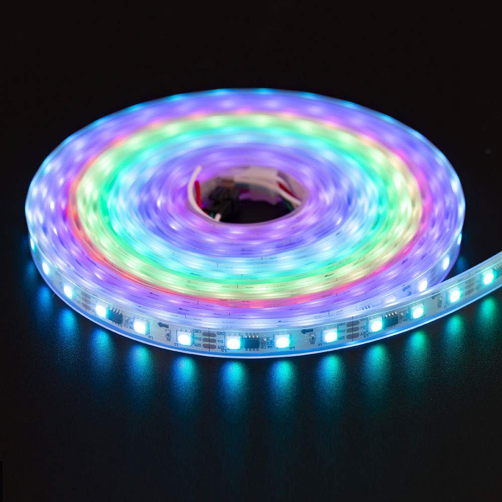 Btf-Lighting Ws2811 Ic=Rgb+Ic Addressable Dream Color Led Strip 16.4Ft 60Leds/M 20Pixels/M Ip67 Waterproof White Pcb Flexible Dc