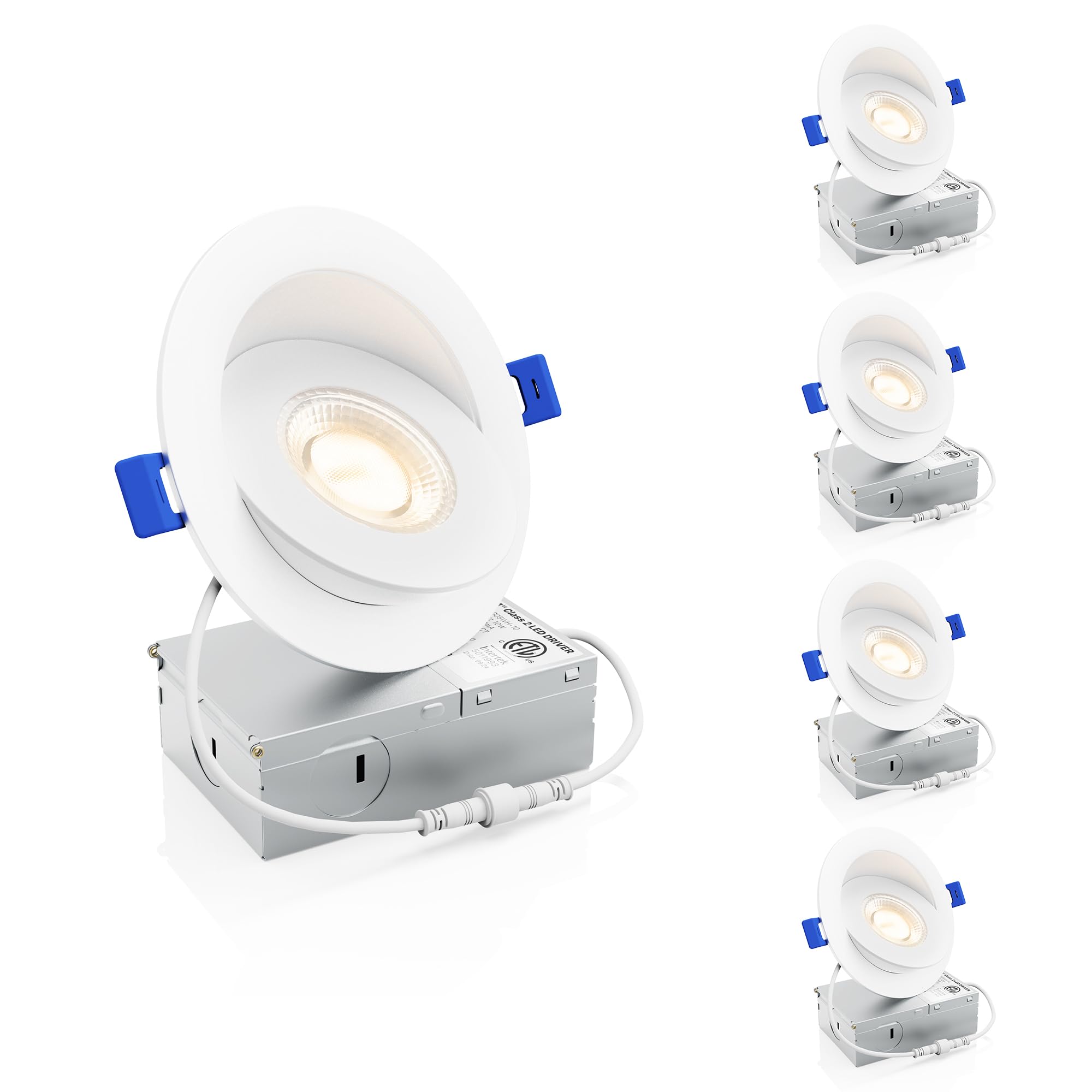 Ensenior 4 Pack 4 inch 5CCT LED Gimbal Led Recessed Light with Junction Box, 360+90 Adjustable Directional Eyeball Lighting, Dim
