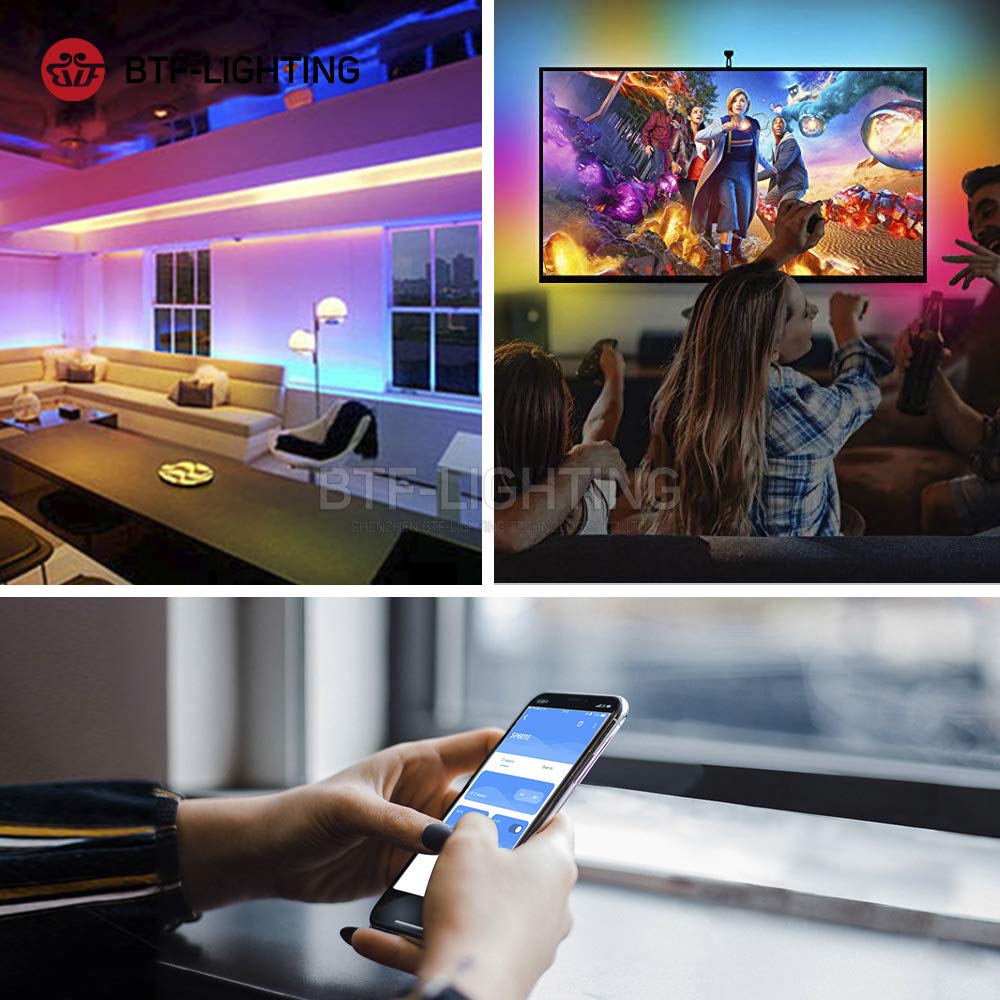 BTF-LIGHTING WS2812B LED Controller SP601E Dual Output Ports, Built-in Mic, White, for Android/iOS, RF Remote, Music Sync