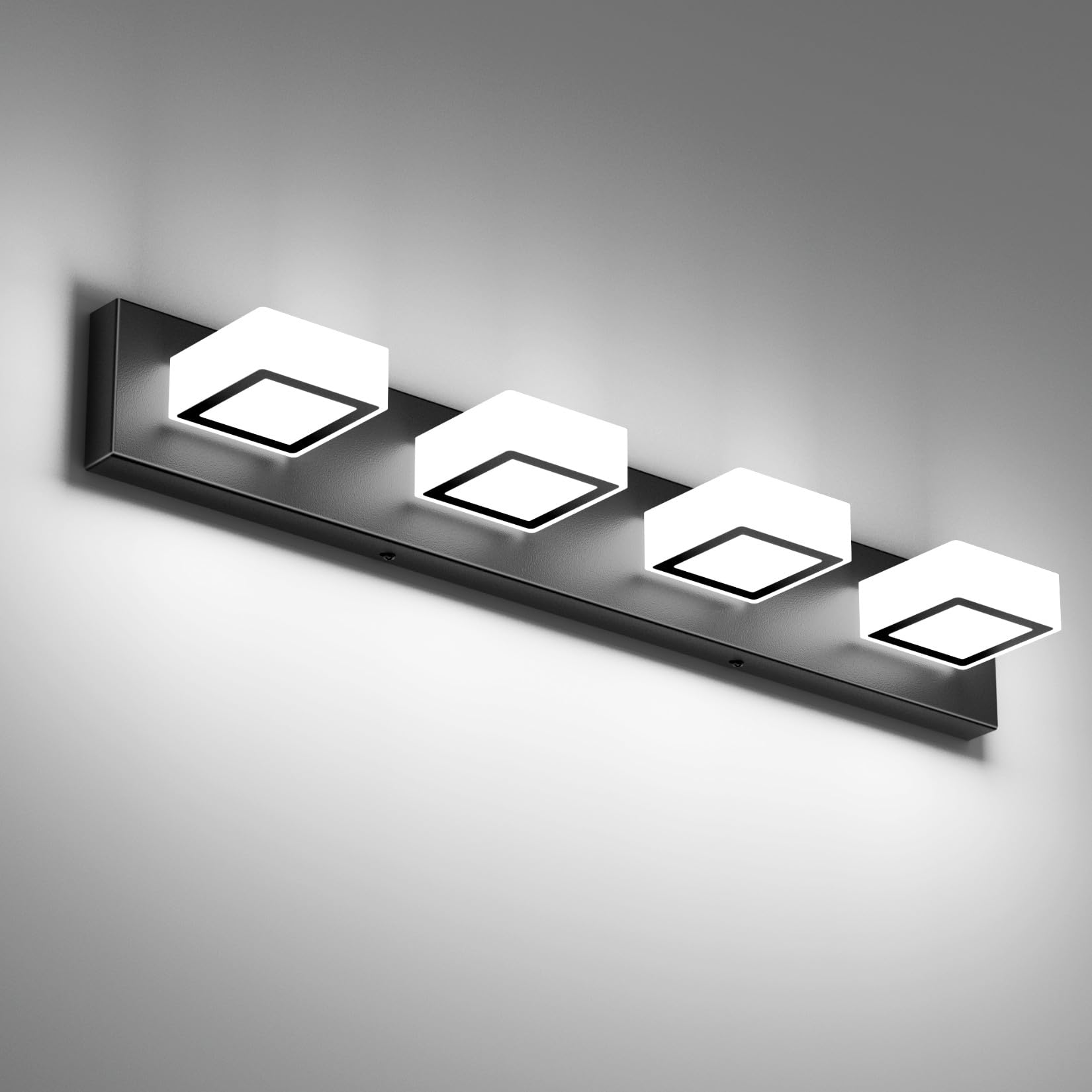 Ralbay Black Bathroom Vanity Lights 30inch Metal Acrylic LED Modern Bathroom Wall Lighting Fixtures Over Mirror Matte Black (White Light 6000K  Non-dimmable)
