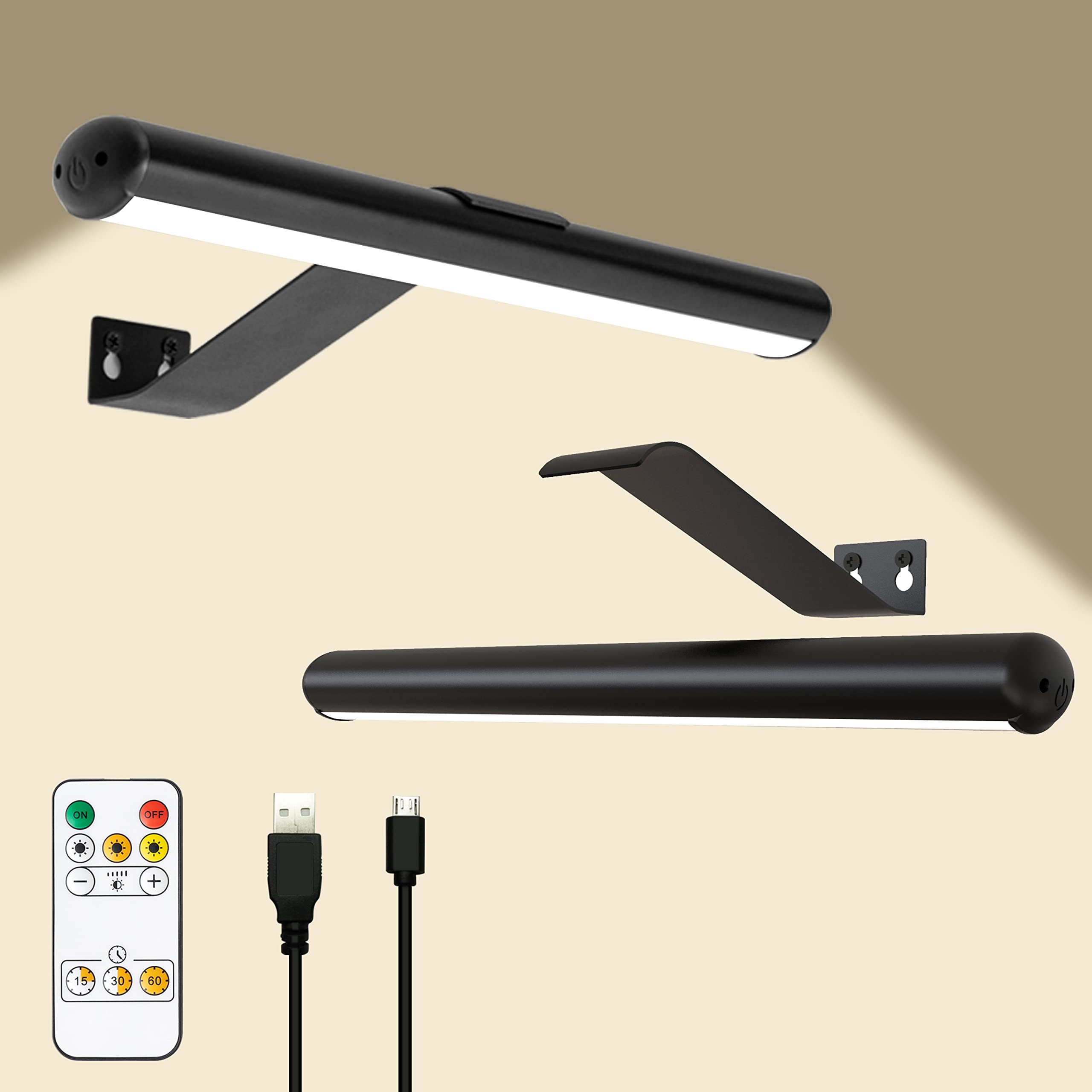 Picture Lights for Wall Art Rechargeable 5000mAh,Remote,Painting Light for Gallery, 3 Lighing Color Dimmable ,Full Metal Magneti