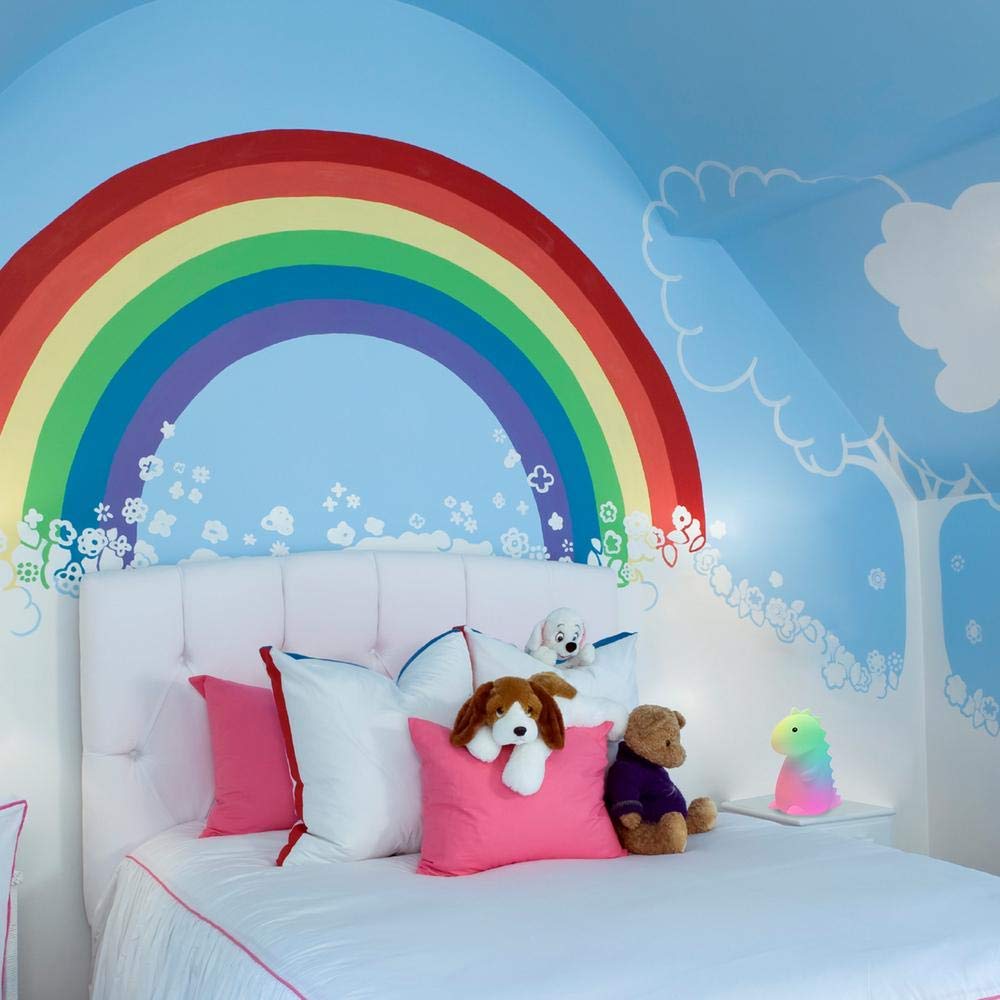 Globe Electric LED Rechargeable Silicone Night Light for Kids, Green, 1 Count, Model 13099, Multicolor Changing, Tommy The Dinosaur