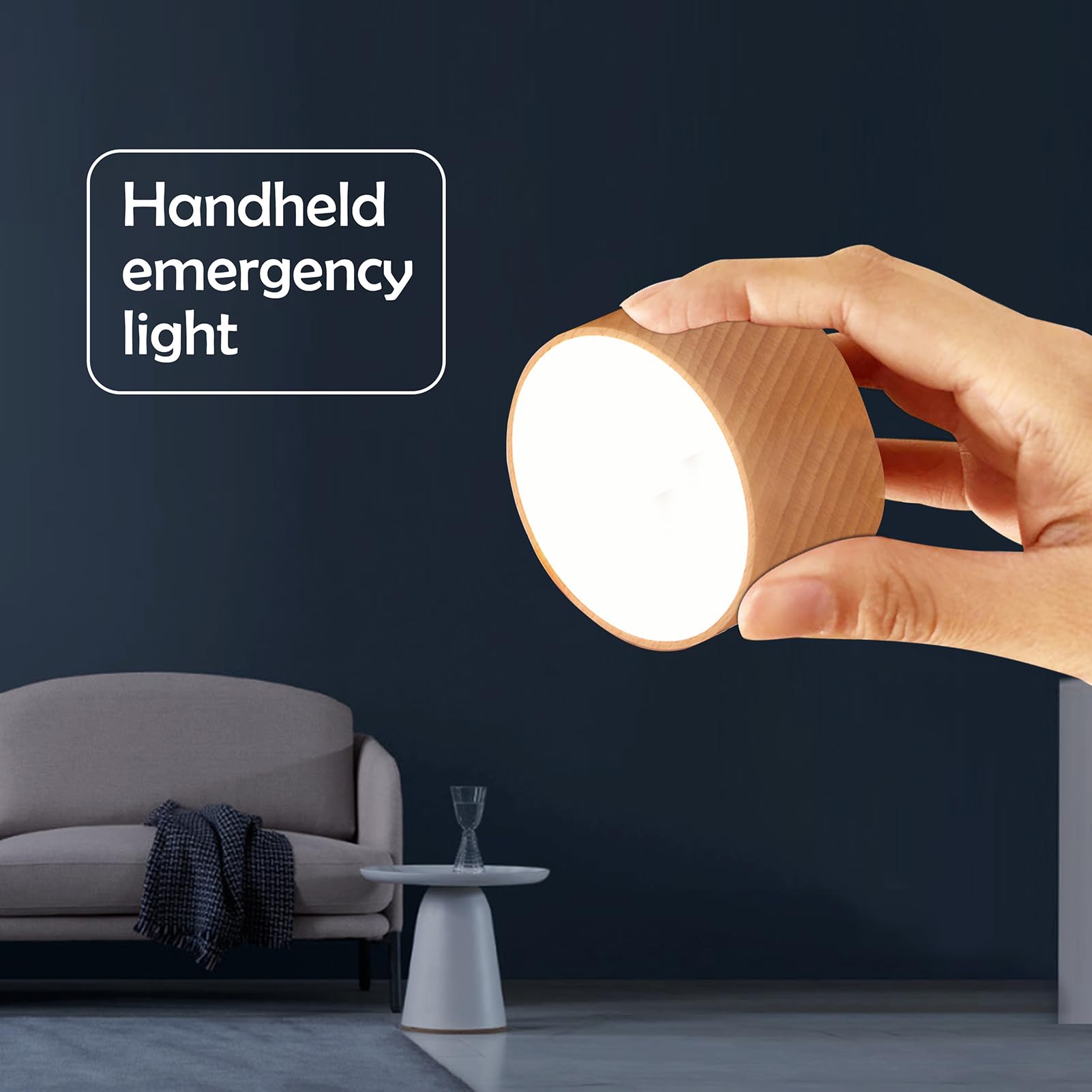 HBGFHG Wooden LED Wall Sconce, 360° Rotatable, Dimmable, Rechargeable, Battery Operated, Beech Wood, Model NO-HB01300