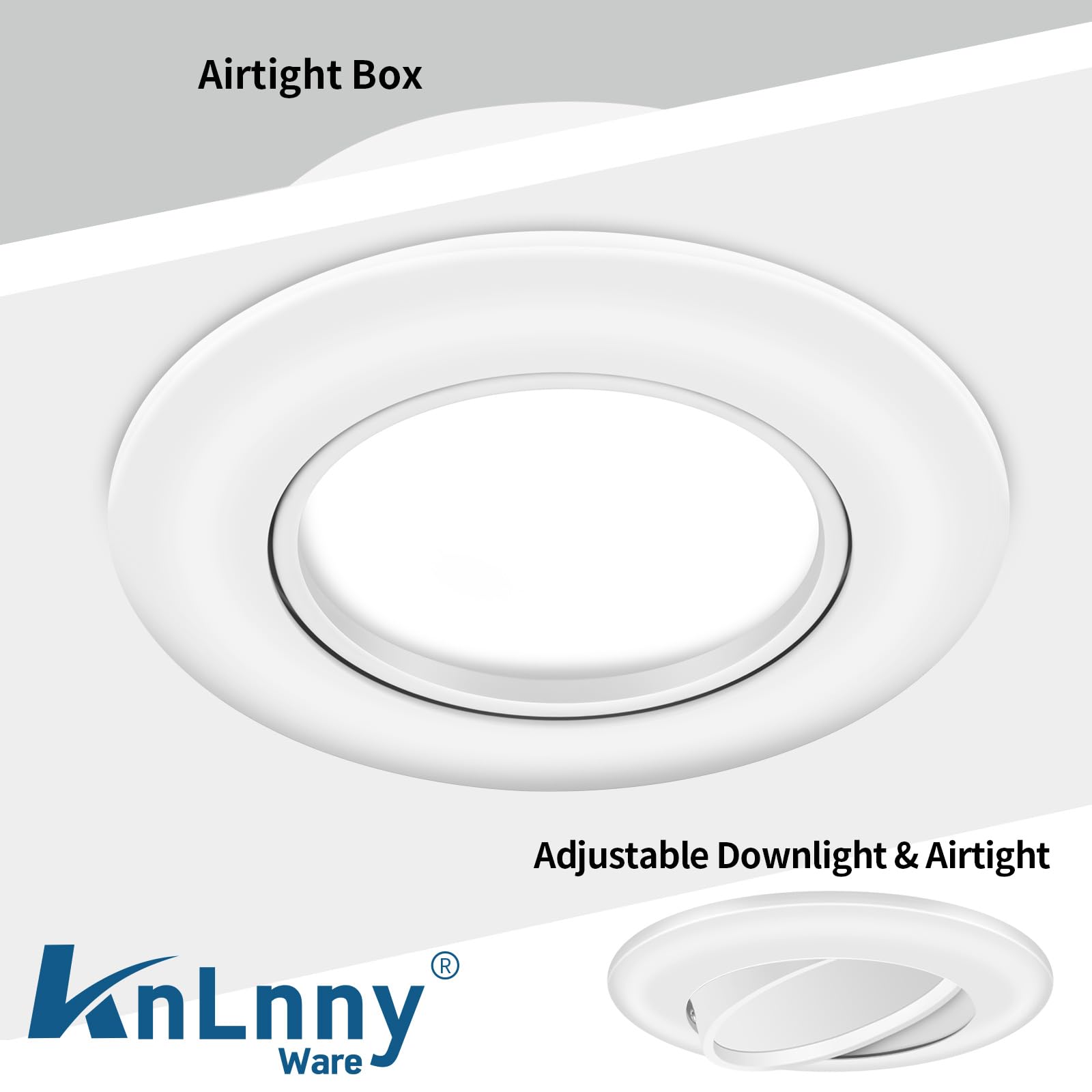 Knlnny Ware 6 Inch Led Recessed Lights 6 Pack,Ajustable Led Eyeball Gimbal Light With Junction Box,5Cct Selectable,15W 1250Lm,Di