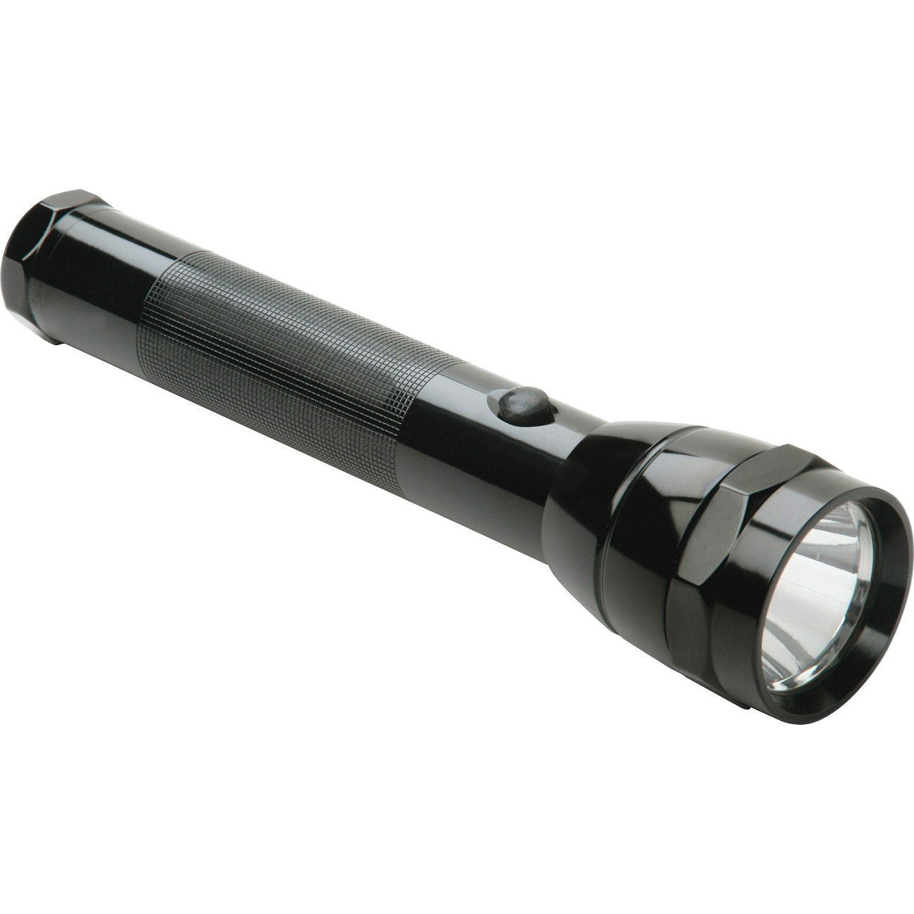 Skilcraft Aluminum Flashlight, 10-1/2" Long - Requires 2 D Batteries - Black