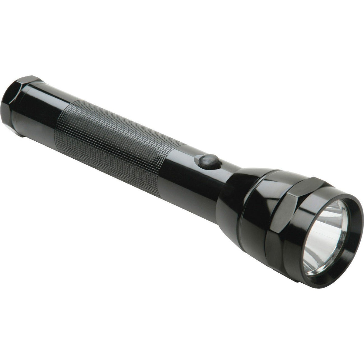 Skilcraft Aluminum Flashlight, 10-1/2&quot; Long - Requires 2 D Batteries - Black
