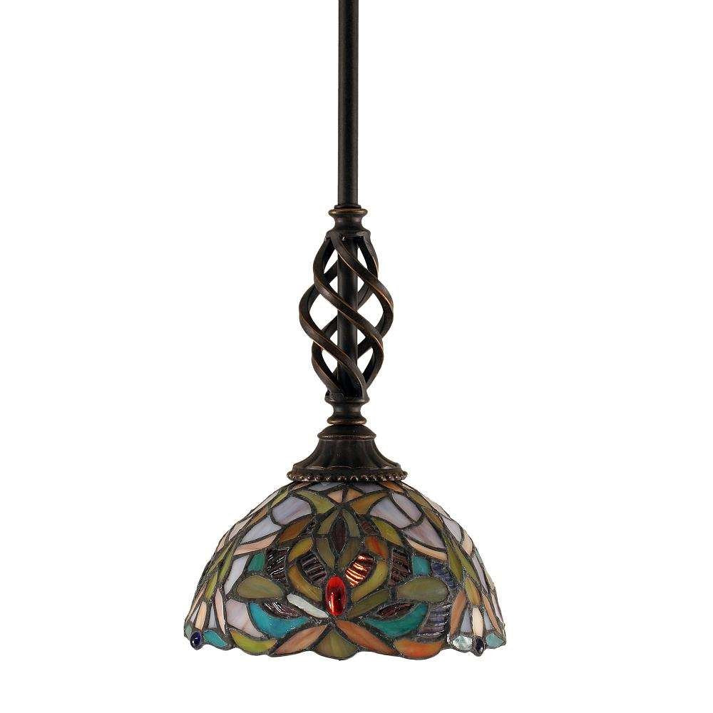 Toltec Lighting 80-Dg-9905 Elegante Mini Pendant With Hang Straight Swivel With 7 Inch Kaleidoscope Tiffany Glass, Dark Granite Finish