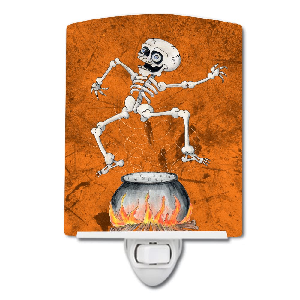 Carolines Treasures Ceramic Night Light, Skeleton Jumping from Witches Caldron, 6x4x3in, Halloween, Model SB3013CNL