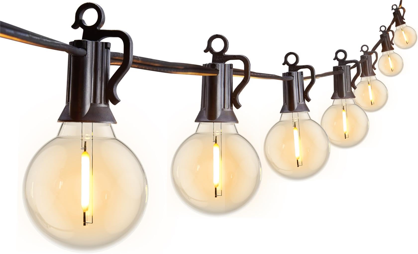 Brightown Outdoor String Lights G40 Globe LED 25ft Black with 13 Edison Bulbs, Waterproof, E12 Socket Base
