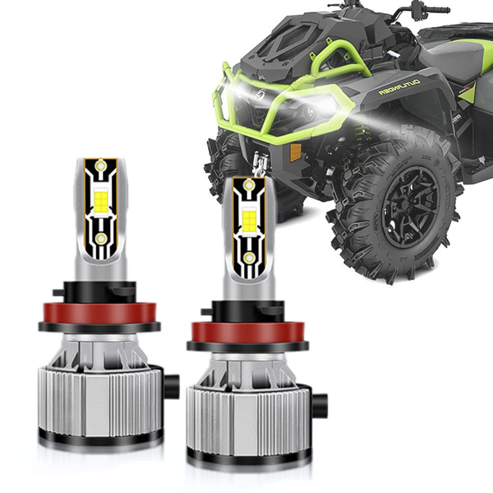 Qymoto H11 Atv Led Bulbs Compatible With Can Am Outlander 850 1000 650,Can Am Defender Led Bulb Light,12000Lm 6500K Cool White,2