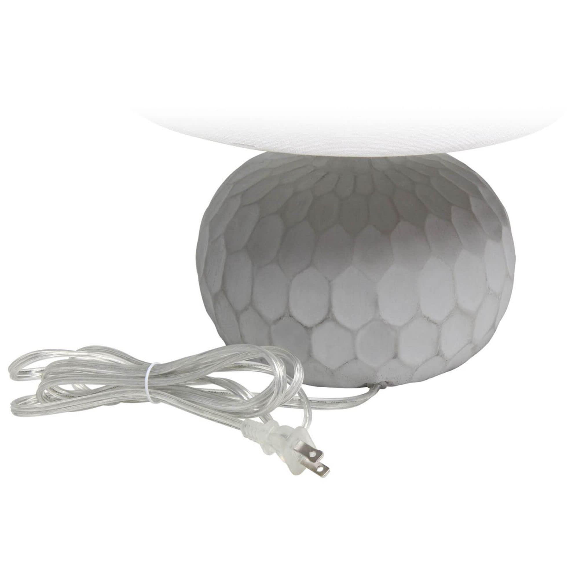 LALIA HOME Modern Concrete Table Lamp with White Fabric Shade, Model LHT-5007-WH, Concrete/Linen White