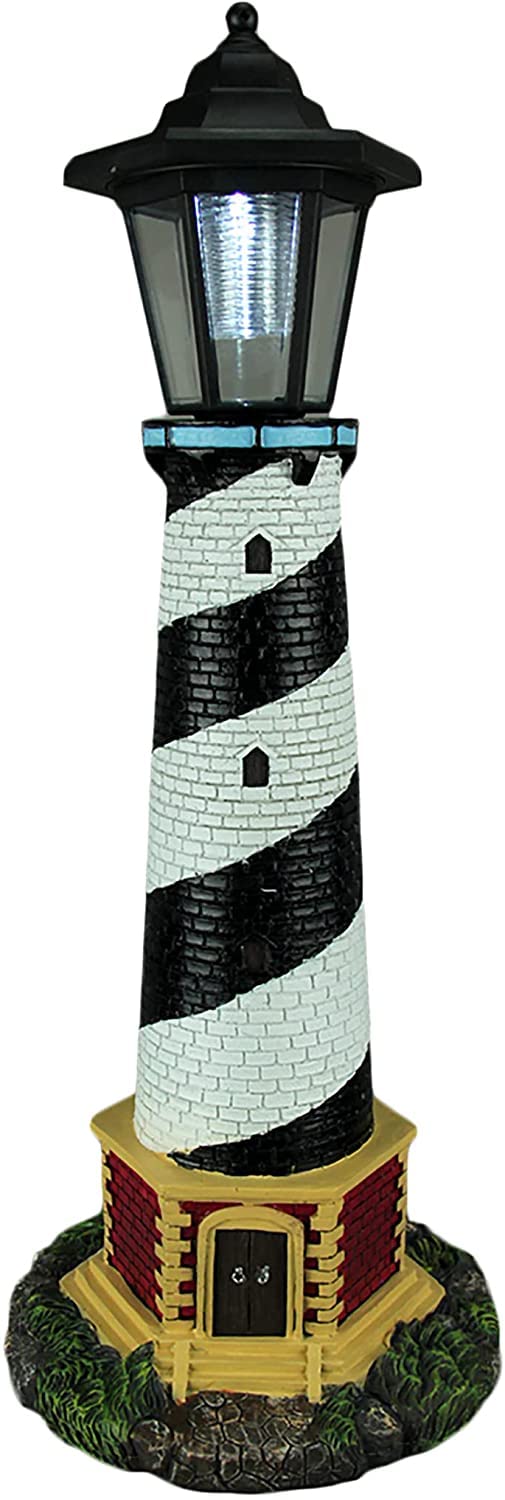 GARDENGREETERS Solar LED Outdoor Figurine, Guiding Light, Resin, One Size, Black and White