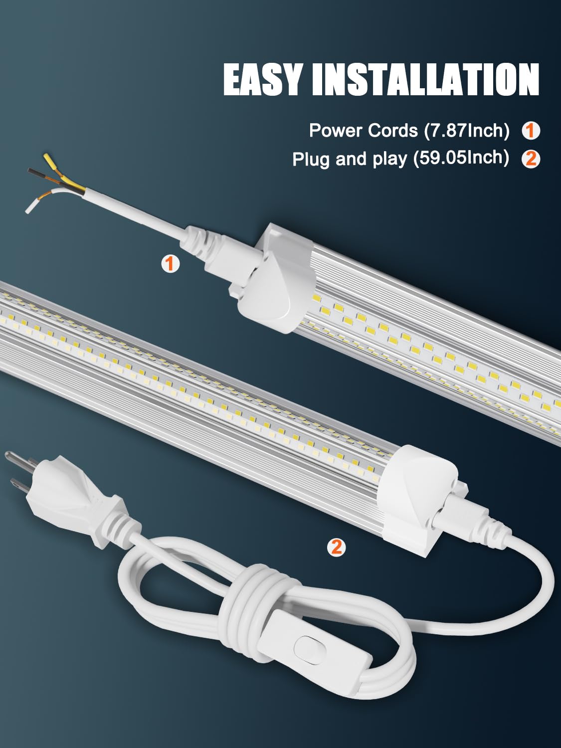 Elekico 6 Pack 100W 8Ft Led Shop Light, Super Bright 15000Lm 5000K V Shape 8' Led Shop Lights, Linkable 8 Foot Led Shop Lights For Garage Warehouse, Supermarket, Basement, Barn, Storage Area