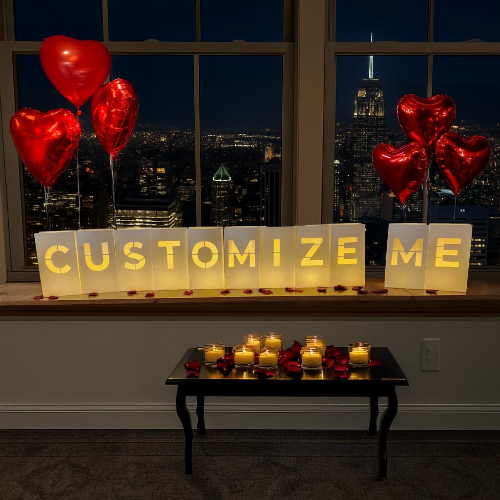 Luminary Bags With Led Tea Light Candles, Balloons, And Rose Petals - Romantic Decorations For Proposals, Anniversaries, And Spe