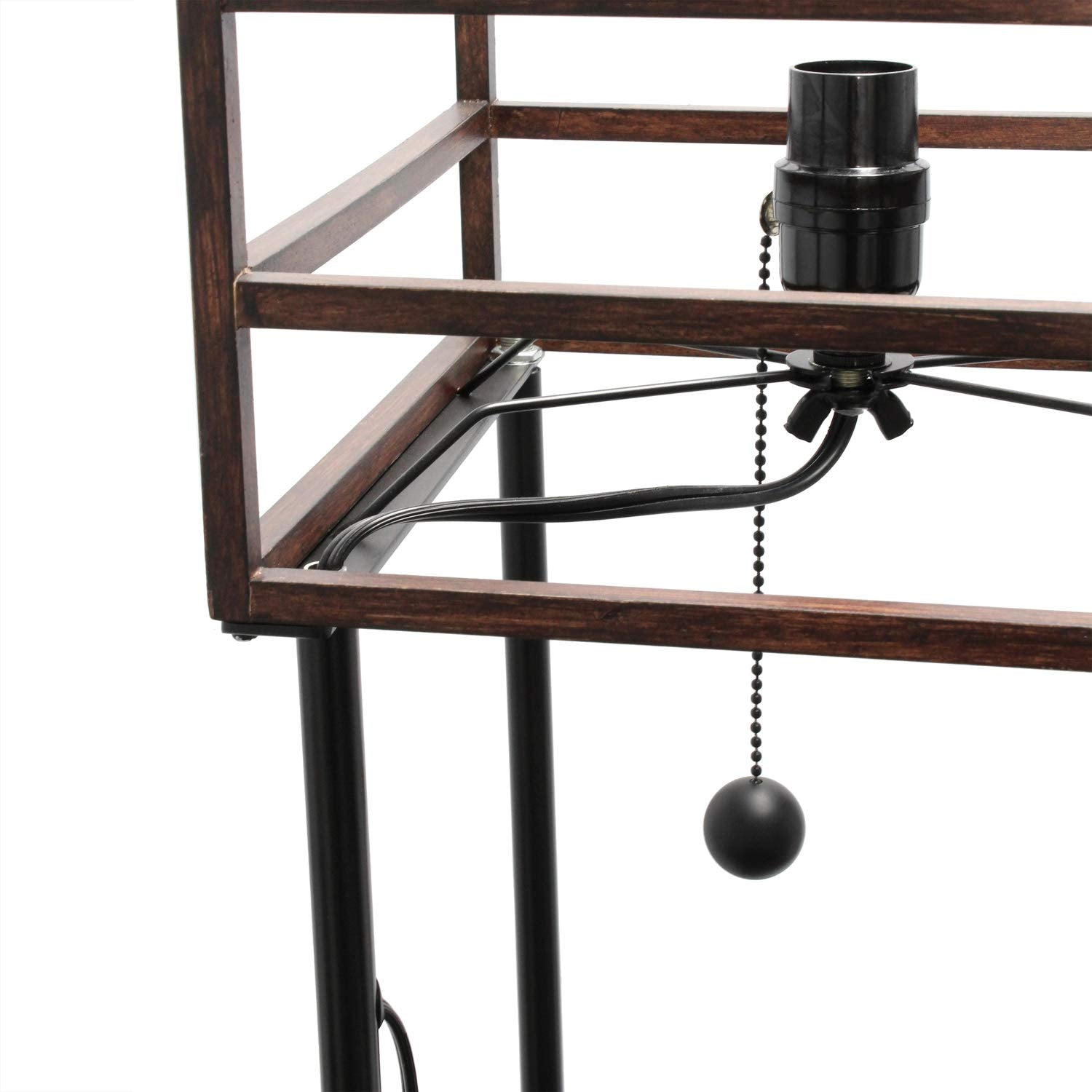 Simple Designs LF1022-DWD Metal Etagere Floor Lamp, Dark Wood, 1 Light