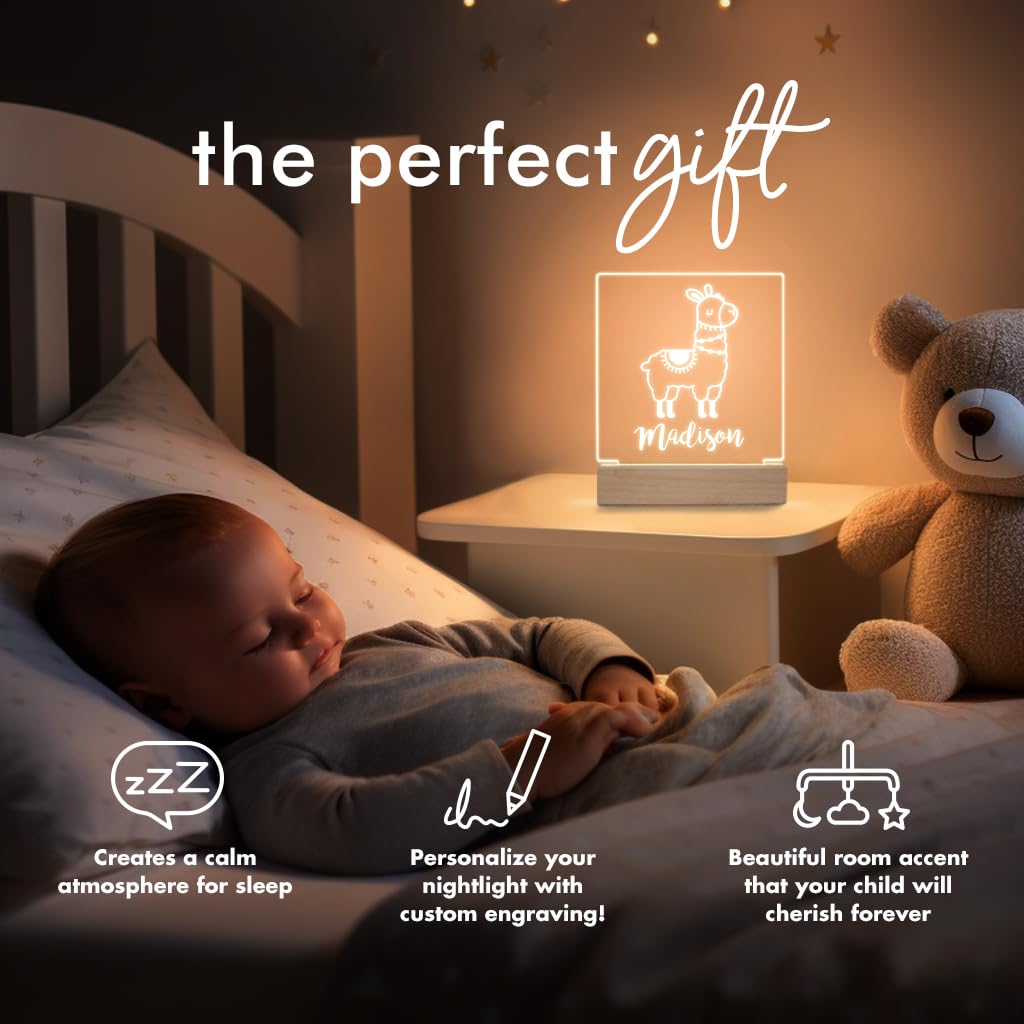 Personalized Night Light For Kids Girls Boys Customized Gifts For Baby Nursery Bedroom Decor Llama
