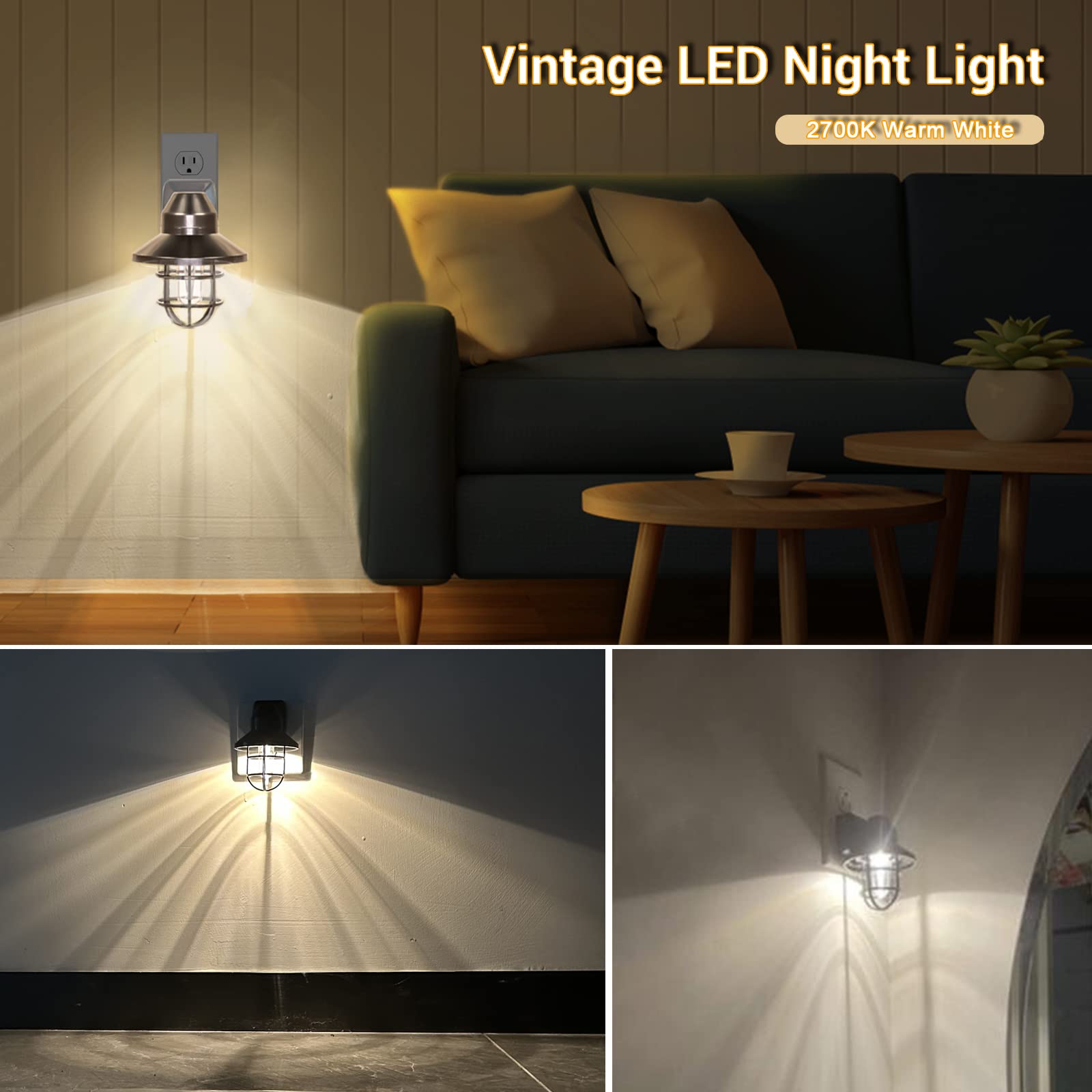 NOVELUX Night Lights Plug Into Wall, 2700K Warm Farmhouse, 4 Pack, Model NL-UMB5P-0.8W, Acrylonitrile Butadiene Sty