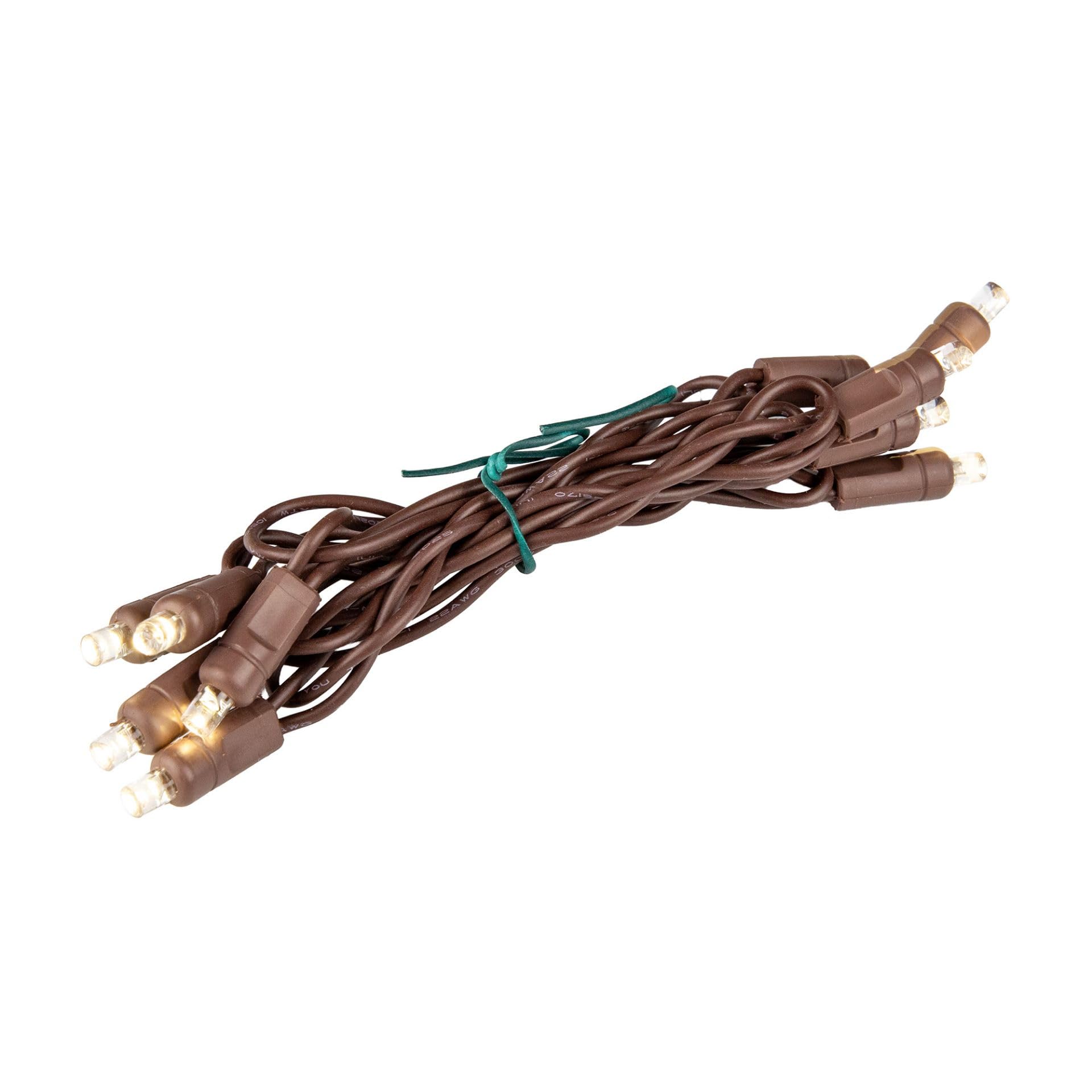 Novelty Lights 10 Light LED Christmas Mini Light Set  Outdoor Curtain Wreath Craft Bottle String Lights  Warm White  Non-Connectable  Brown Wire  5 Feet