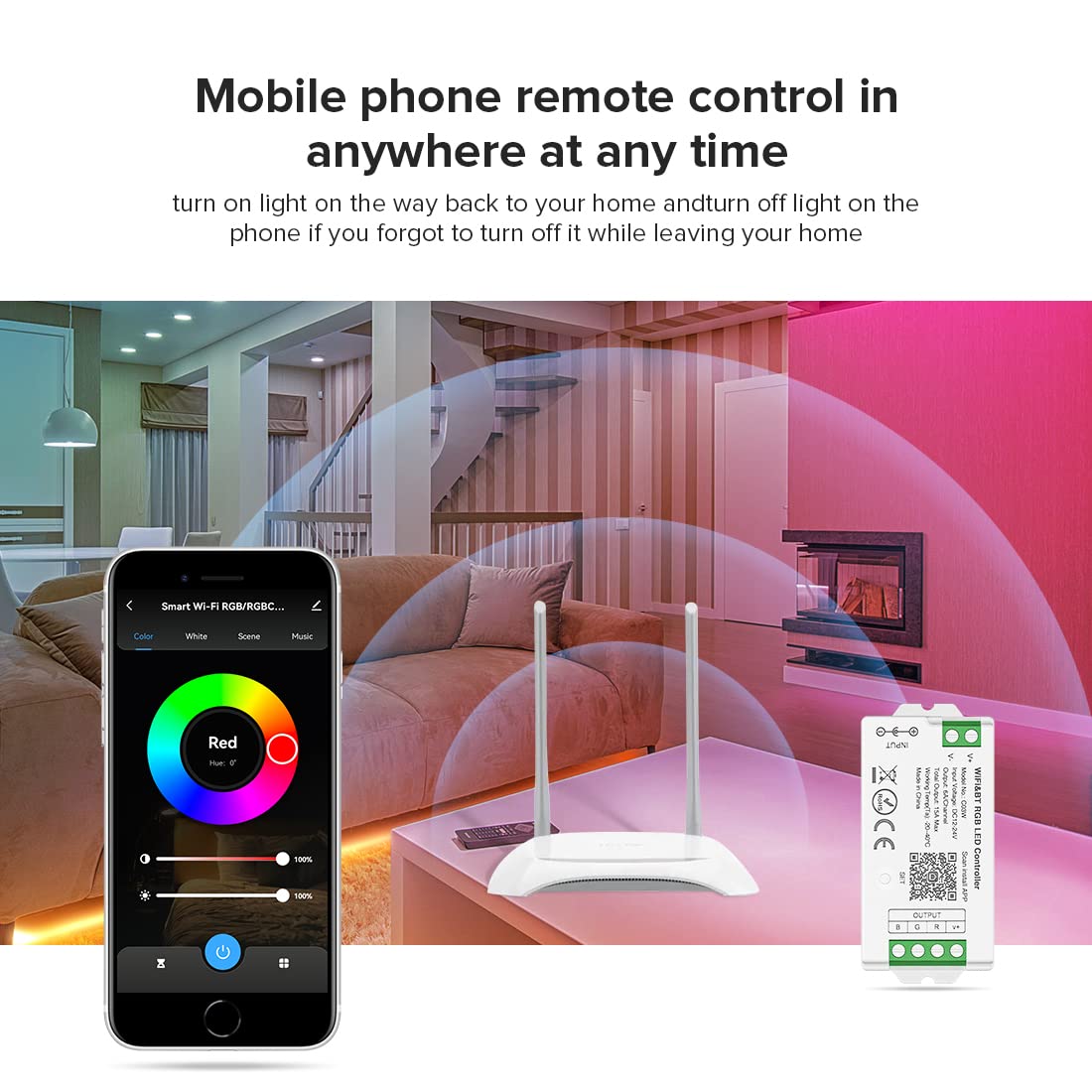 Btf-Lighting C03W Rgb Pwm Smd Fcob (+ R G B) 4Pin Led Strip 2.4Ghz Tuya Wifi Group Controller Alexa Google Home Smartphone App C