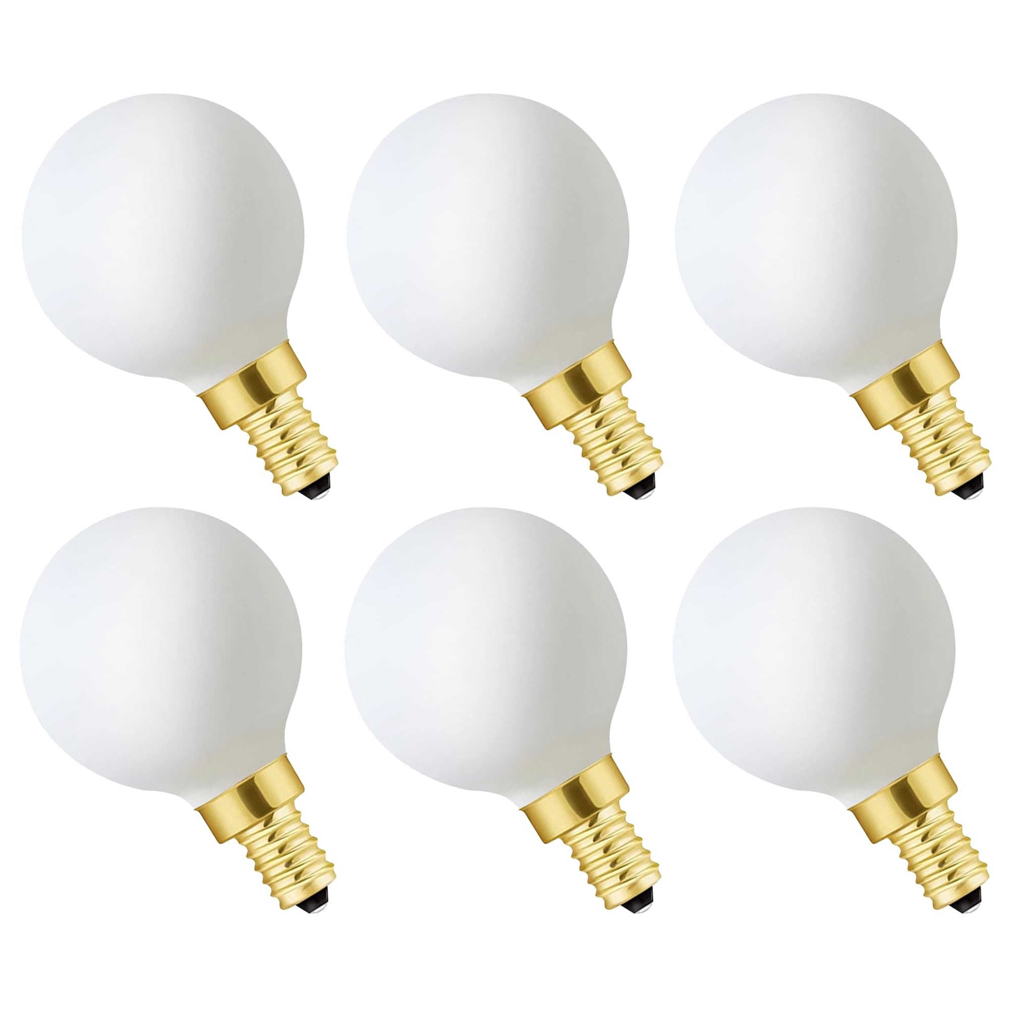 Xininsun Frosted G16.5 Globe Light Bulb,E12 Round Candelabra Bulb 60 Watt,6W Chandelier Light Bulbs,Milky White Candelabra Led B