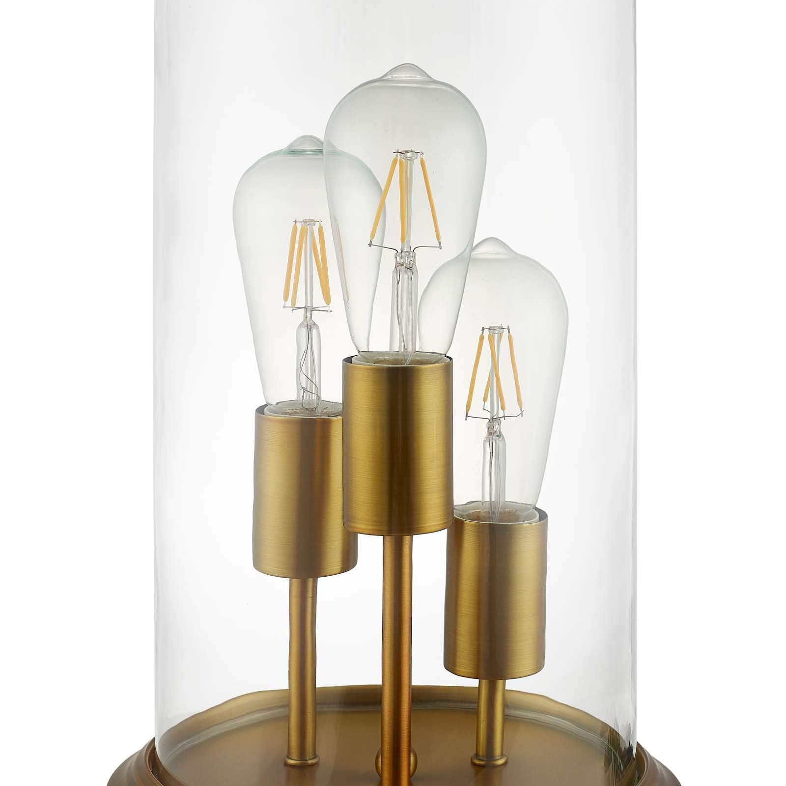 Modway Admiration Vintage Brass Metal and Glass Cloche End Table Lamp