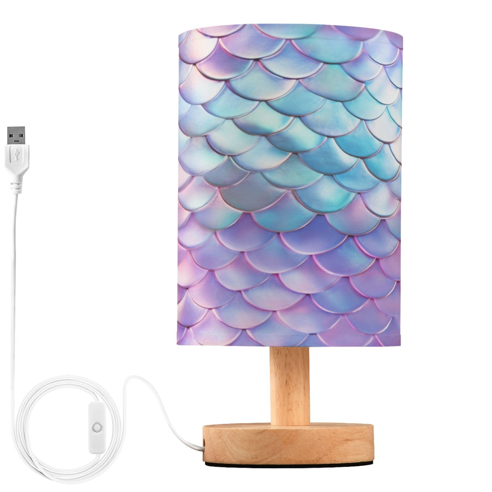 Alaza Magic Mermaid Decor Bedside Table Lamp With Usb Port For Bedroom Nightstand Office Desk Led Bulb Included