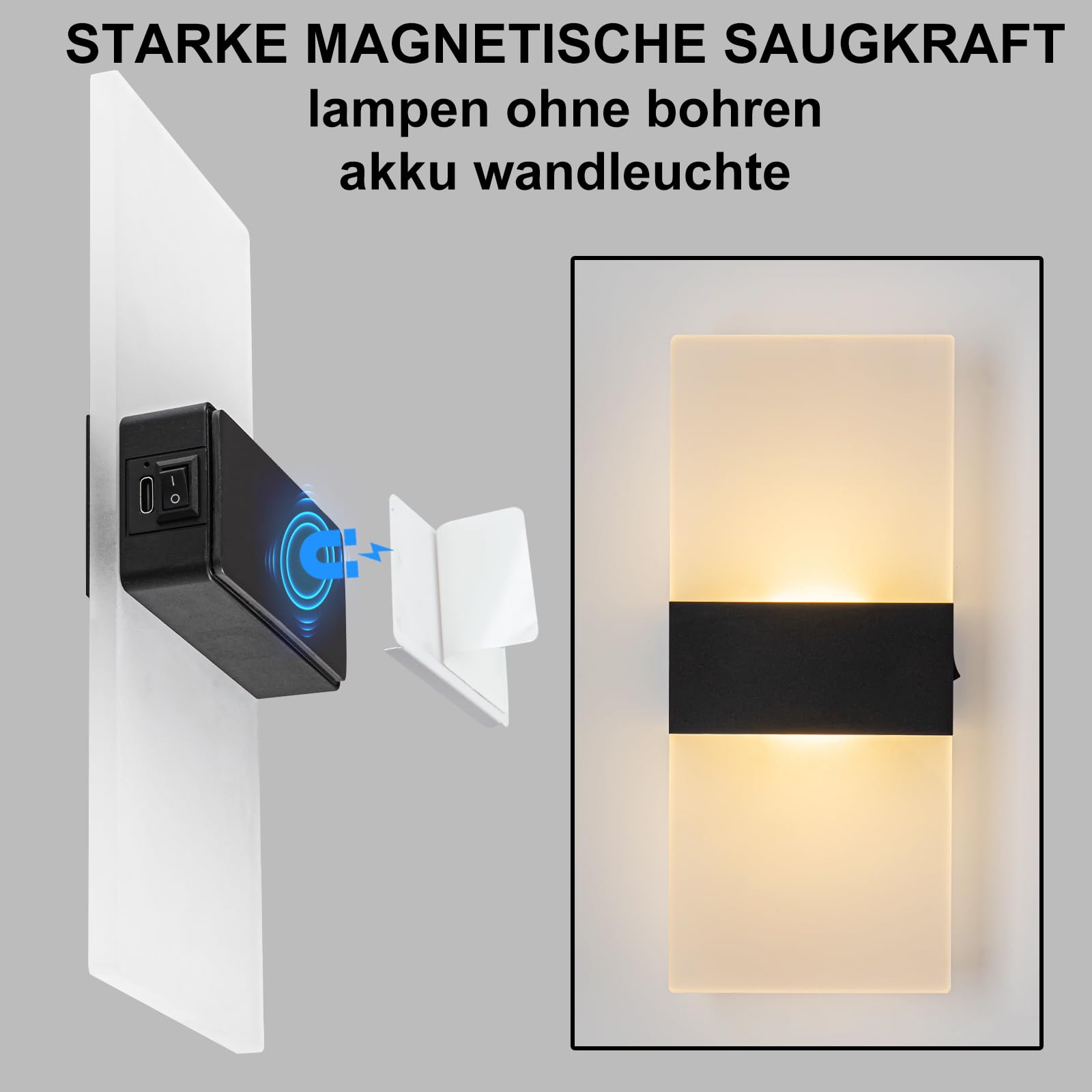 SURPALIG Touch Control Wall Sconces Set of 2, Dimmable Warm White LED, Rechargeable Battery Operated, Model BDCF001