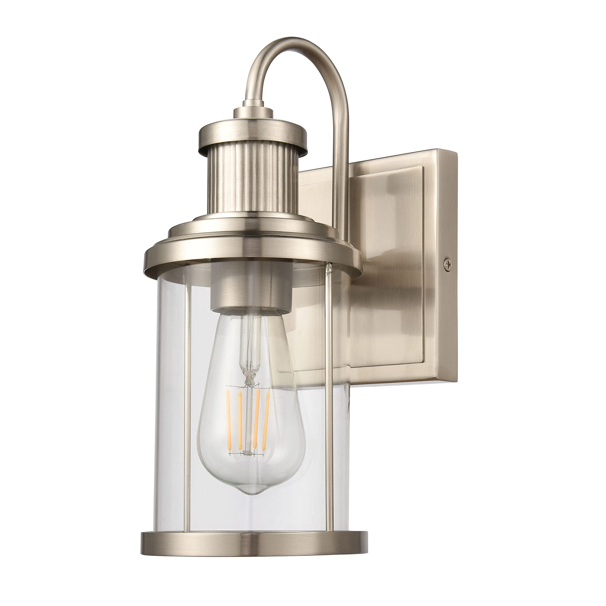 Elk Home Millburn 1-Light Vanity Light, Satin Nickel, Clear Glass, Traditional Style