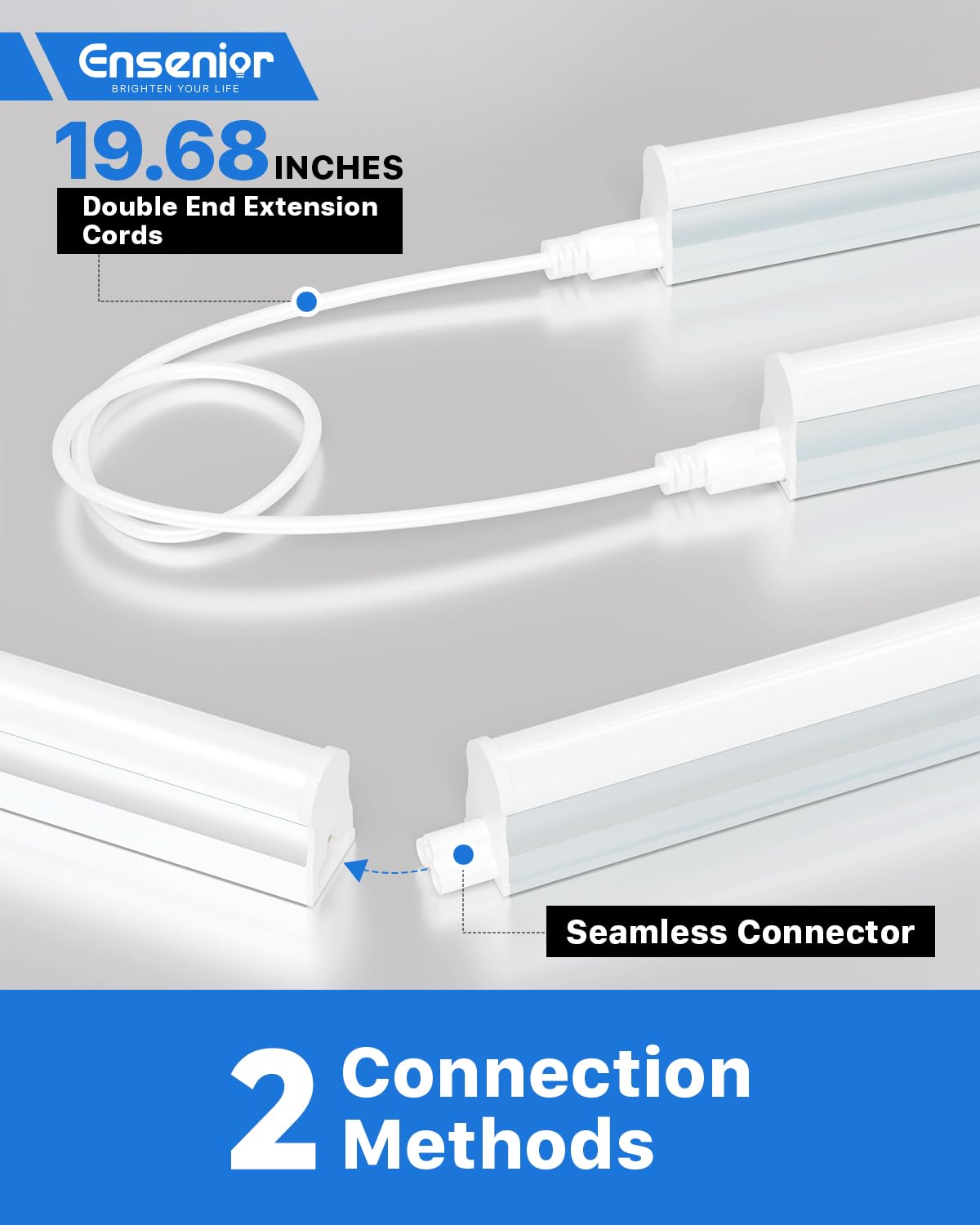 Ensenior 6-Pack T5 Led Shop Lights, 2Ft 1000Lm 6500K Super Bright White Integrated Single Fixture, 10W Linkable Utility Commerci