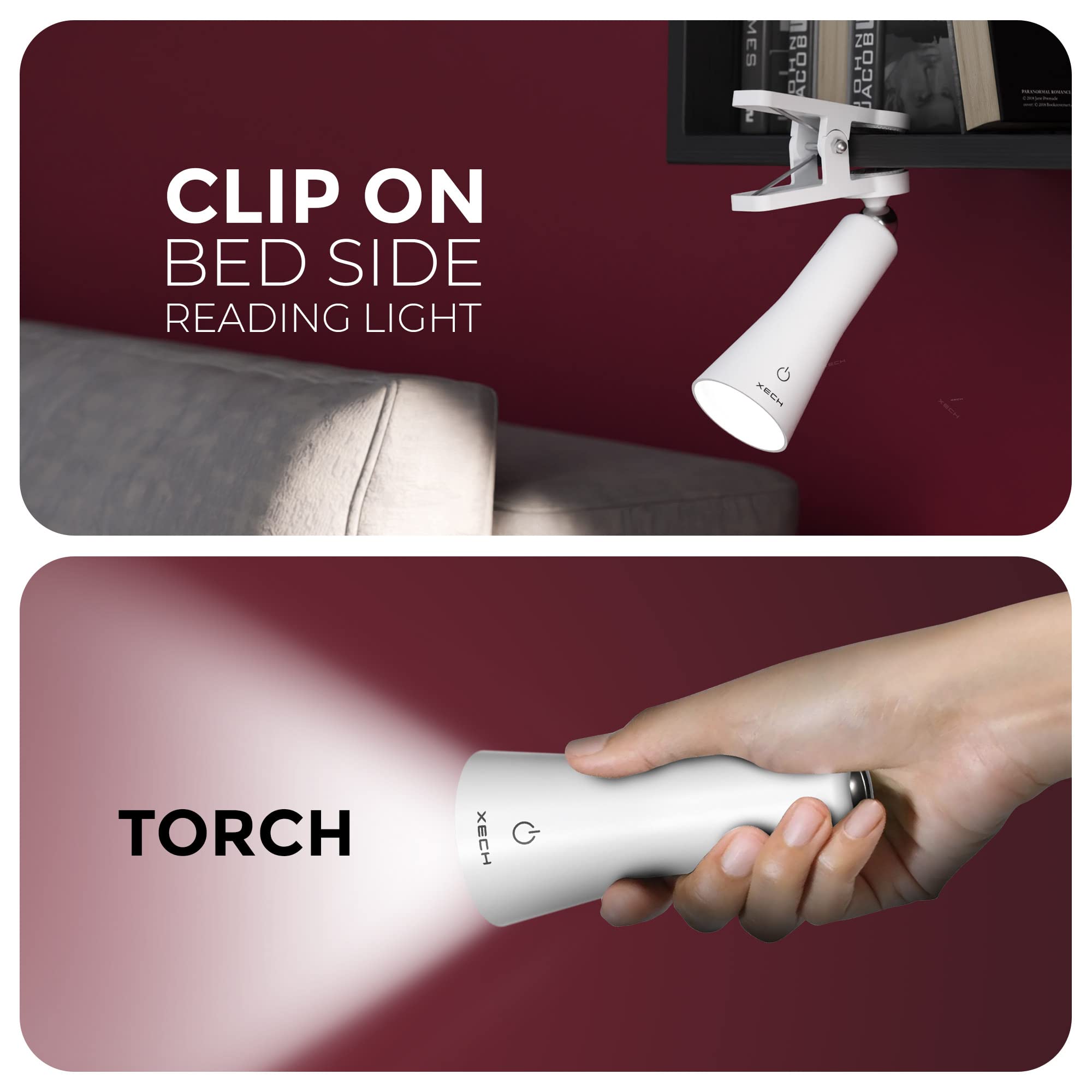 XECH Table Lamp for Study with Multiple Attachments Desk Lights for Students 4 in 1 Lamps for Bedroom Rechargeable Night Lamp, N