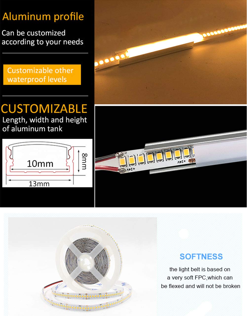Suyooulin 16.4Ft Led Strip Lights, 3000K Warm White, Waterproof Ip65, 1200