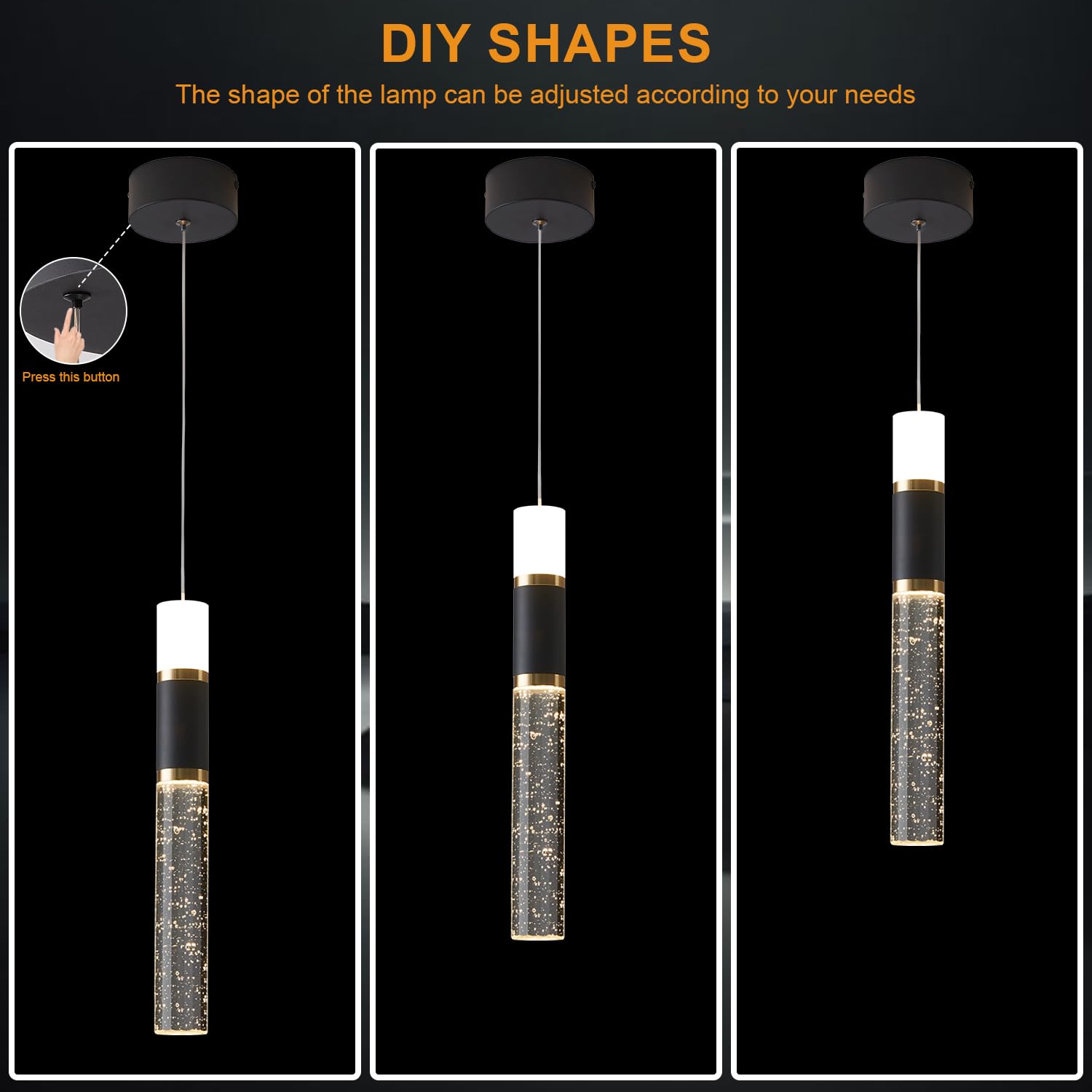 Embring Led Pendant Light,3 Pack Black Gold Pendant Lighting For Kitchen Island, Modern Dining Room Light Fixture,Kitchen Island Lighting?
