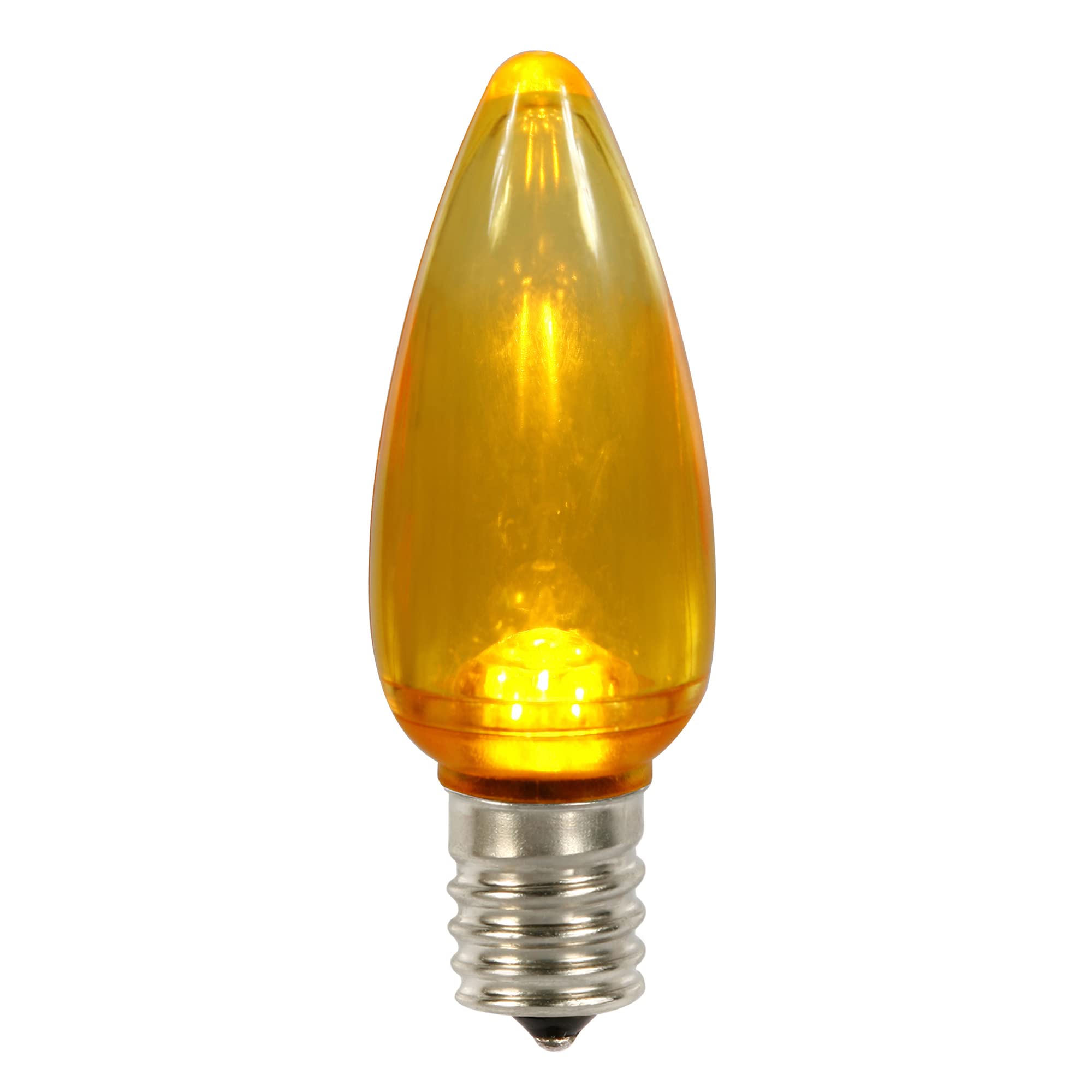 Vickerman C9 Transparent Plastic LED Yellow Dimmable Bulb, E17 Nickel Base, 3 Diodes, .90Watts, 120Volts, .9 Lumens, 25 per Case