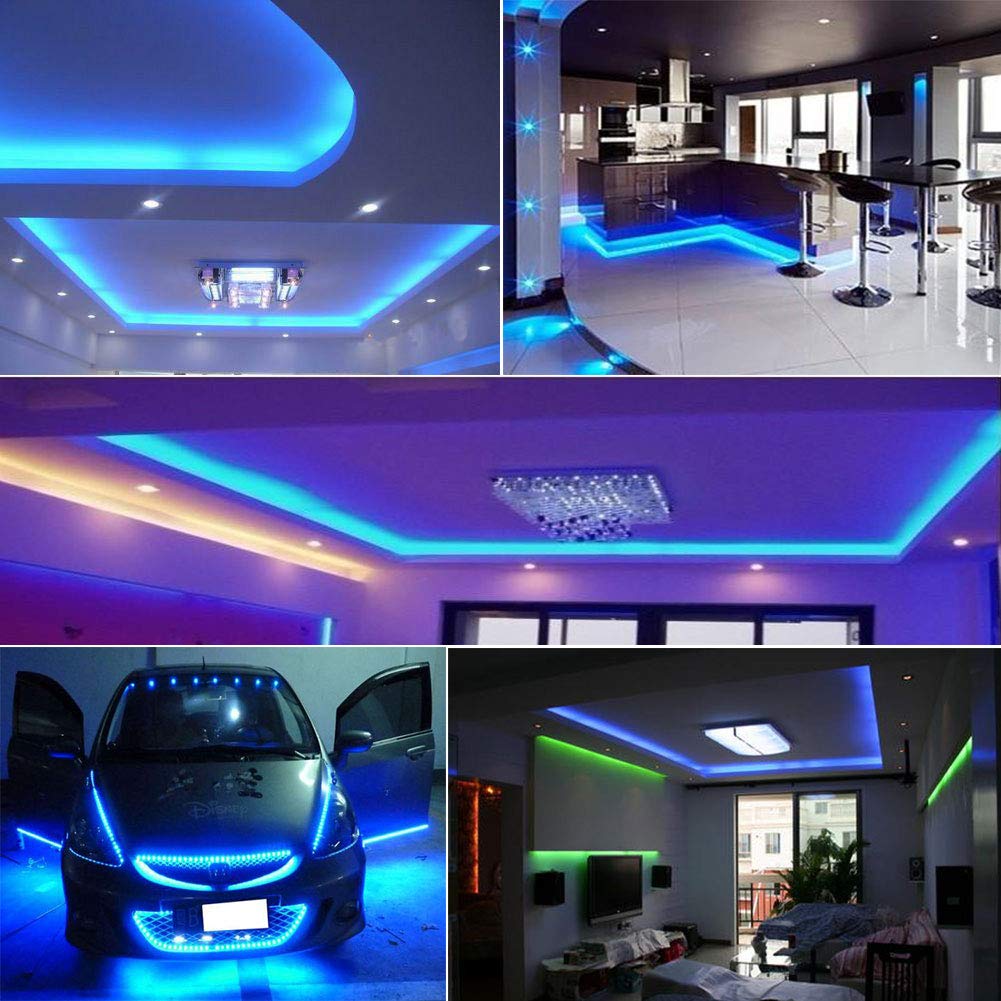 SUYOOULIN LED Strip Lights, SMD 2835, 16.4Ft, 1200 LEDs, Waterproof IP65, 26000LM Brightness, Blue