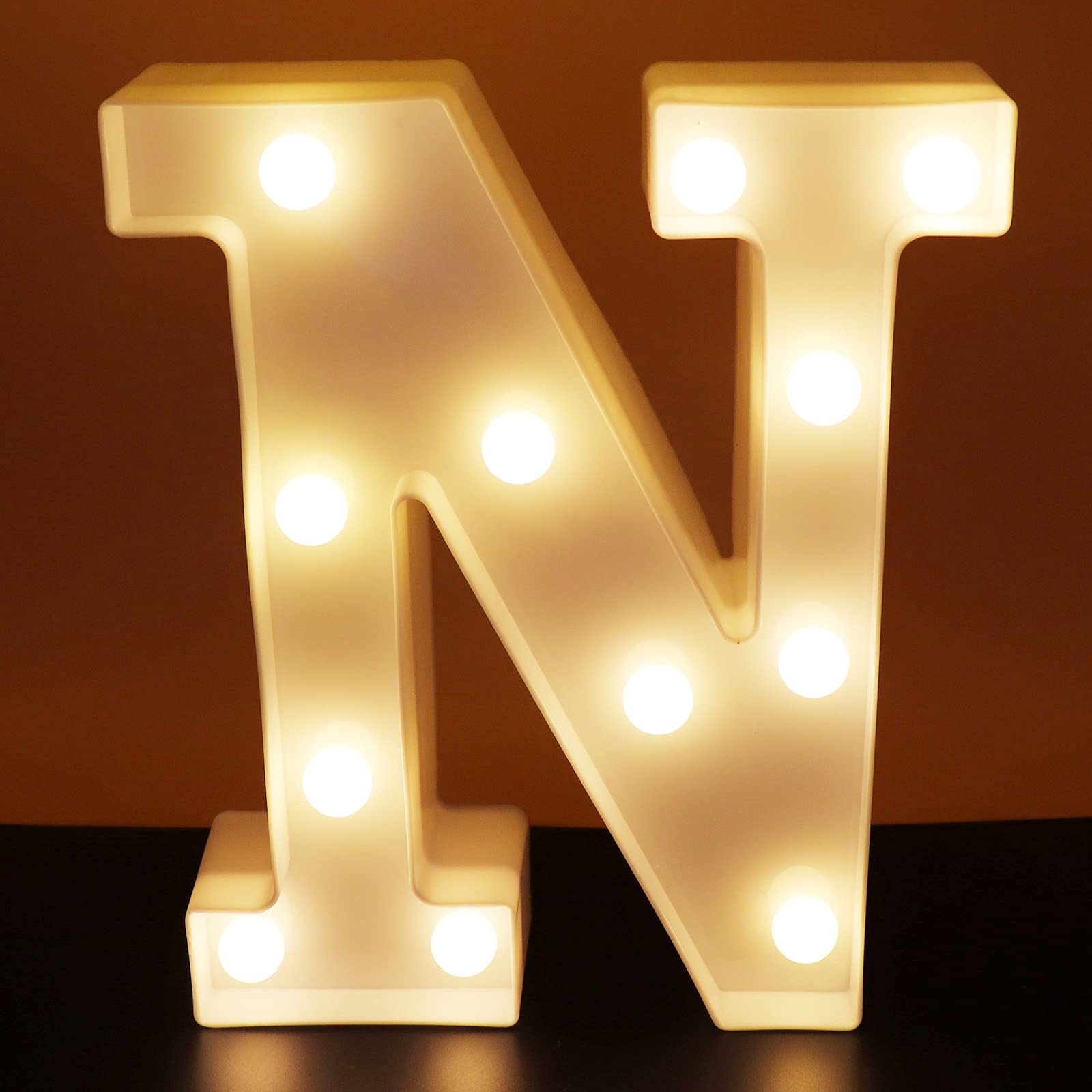 Ausaye Led Letter Lights Alphabet Light Up Sign Night Light For Home Party Wedding Decoration (N)