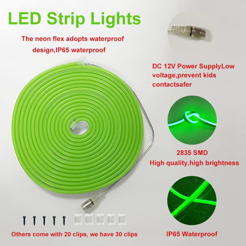 Vasten Led Neon Strip Light - Neon Flex Led 16.4Ft/5M 12V Dc Silicone Flexible Strip Cut 1Cm For Indoor Outdoor Dyi Signage Deco