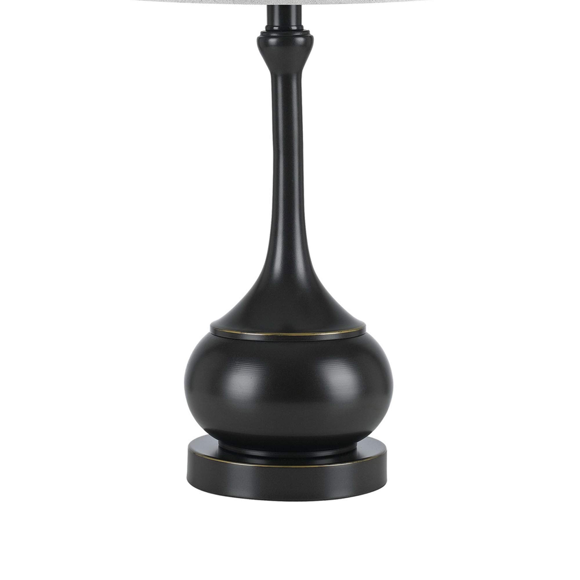 Benzara Metal Accent Lamp, Elongated Bellied Shape, Drum Shade, Black, Model BM224929