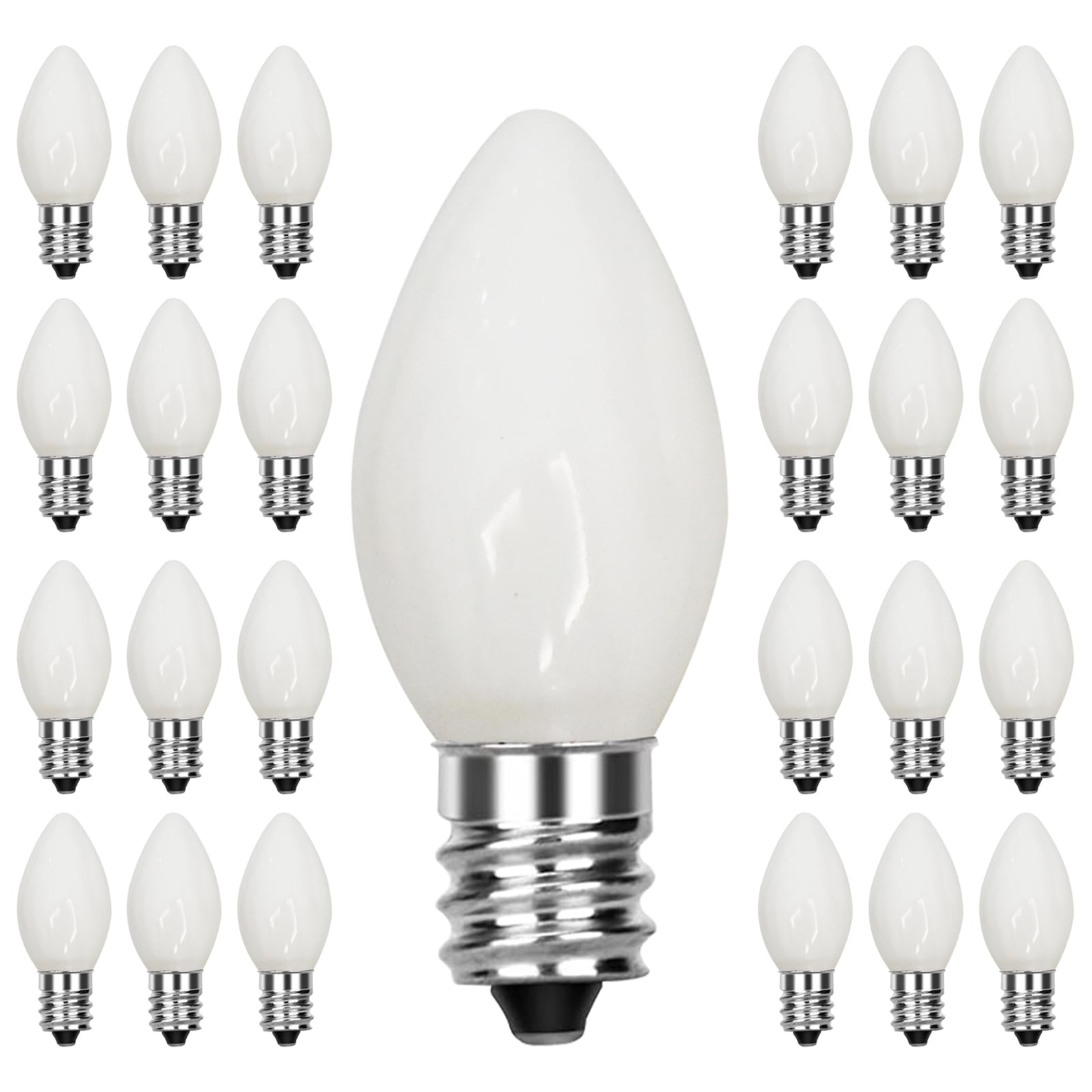 Doratale C7 Christmas Replacement Bulbs, Opaque White Led Night Light For Window Candles & Chandeliers Replacement Bulb, Low Wat