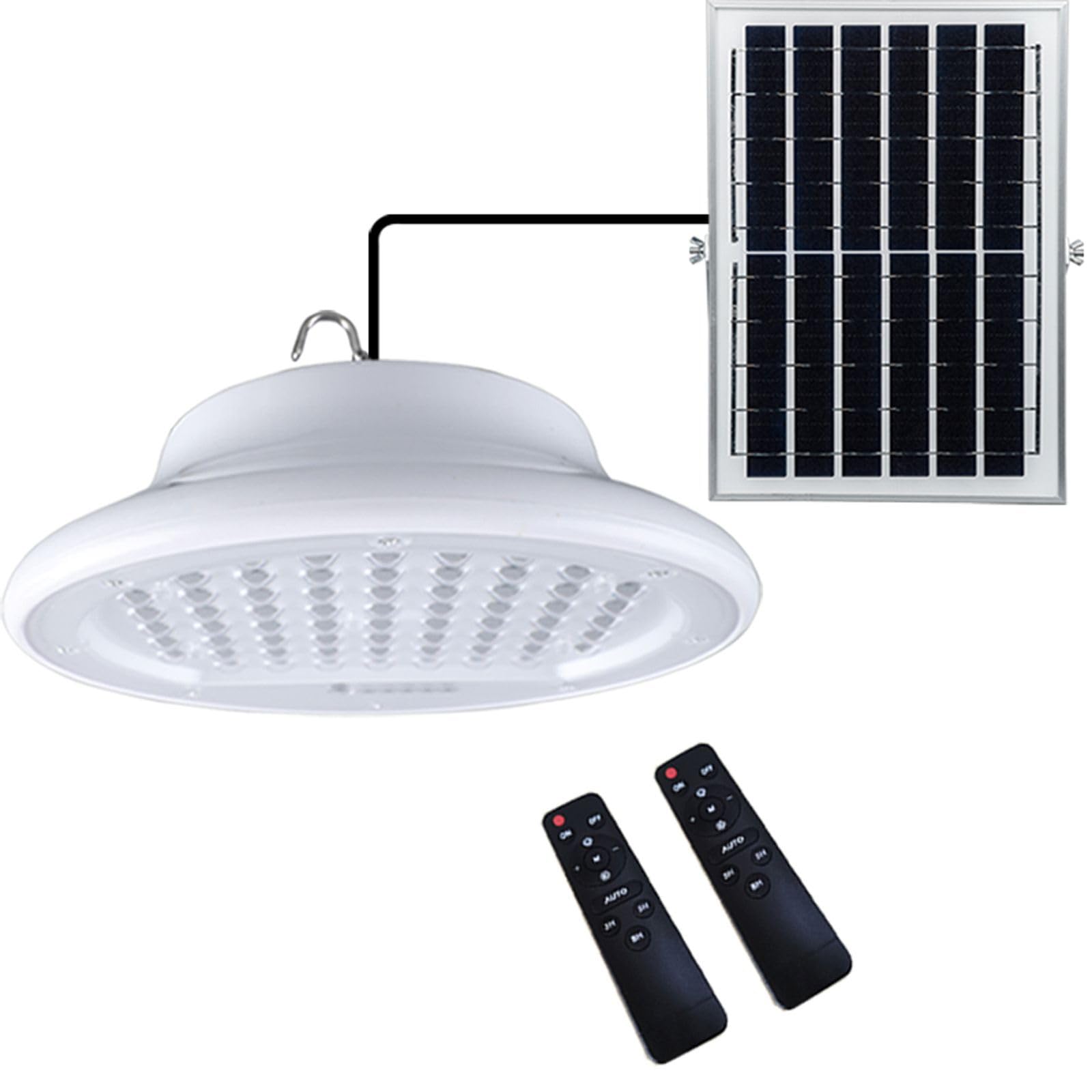 HULPPRE Solar Shed Light-Daytime or Night,96Leds Brighter White Solar Light Indoor&Outdoor with 2 Remotes,IP65 Barn/Chicken Coop