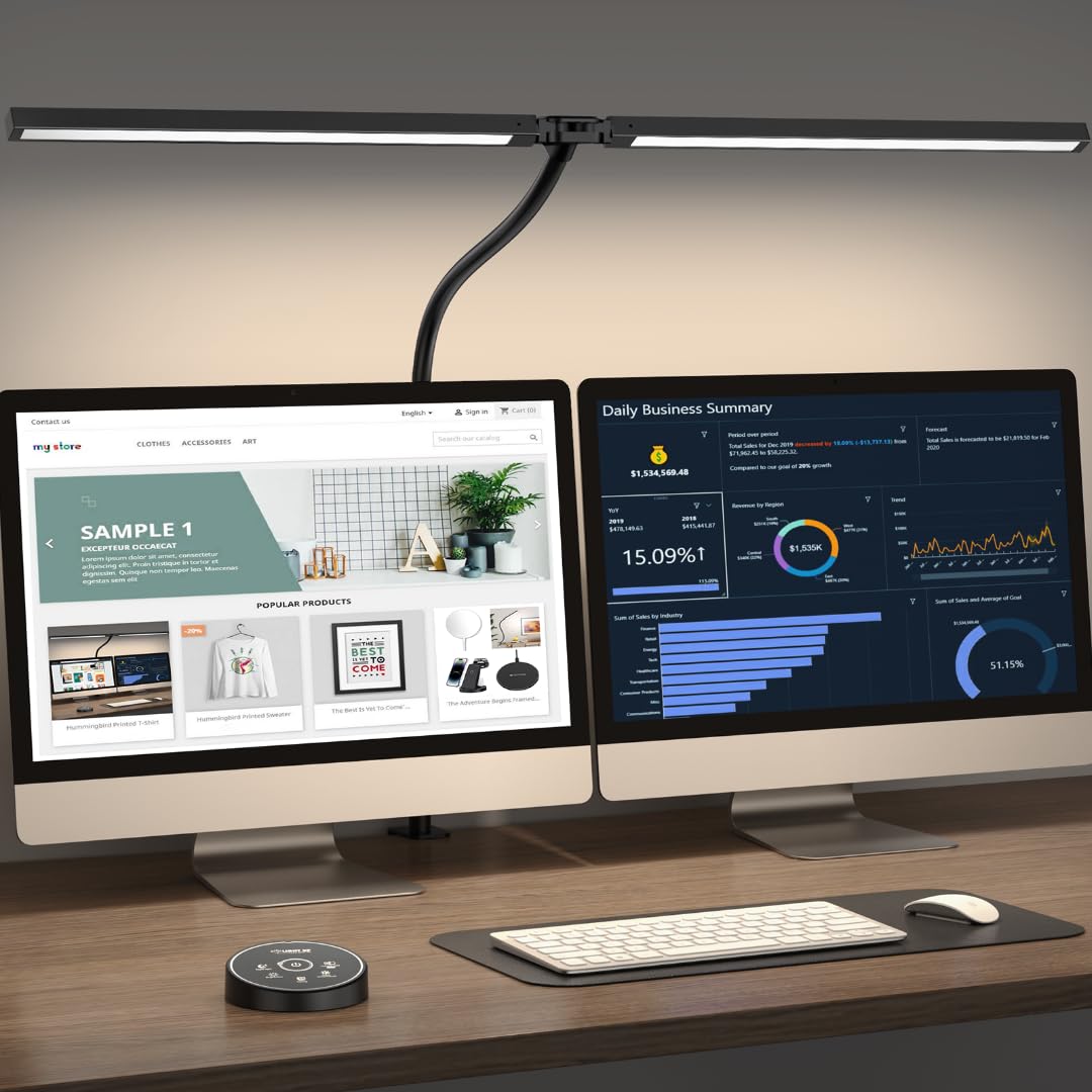 Pzloz LED Desk Lamp - Eye Caring Gooseneck Light, 24W, 5 Color Settings, Black, Model CLED-5501C, 1 Pack