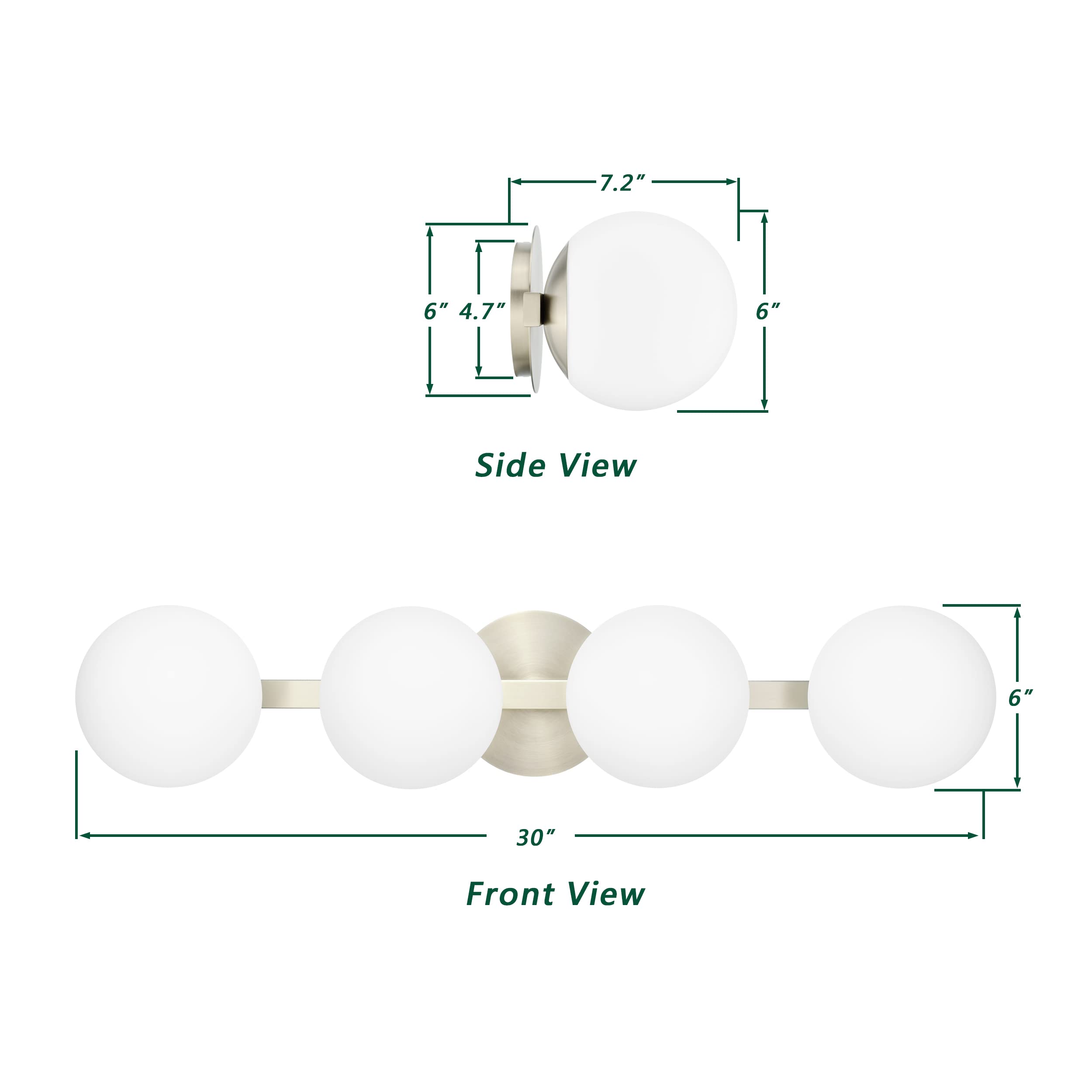 Bathroom Vanity Light Fixtures, Modern 4 Lights Globe Wall Sconce Lighting Brushed Nickel, Porch Wall Mount Light Fixture For Ba