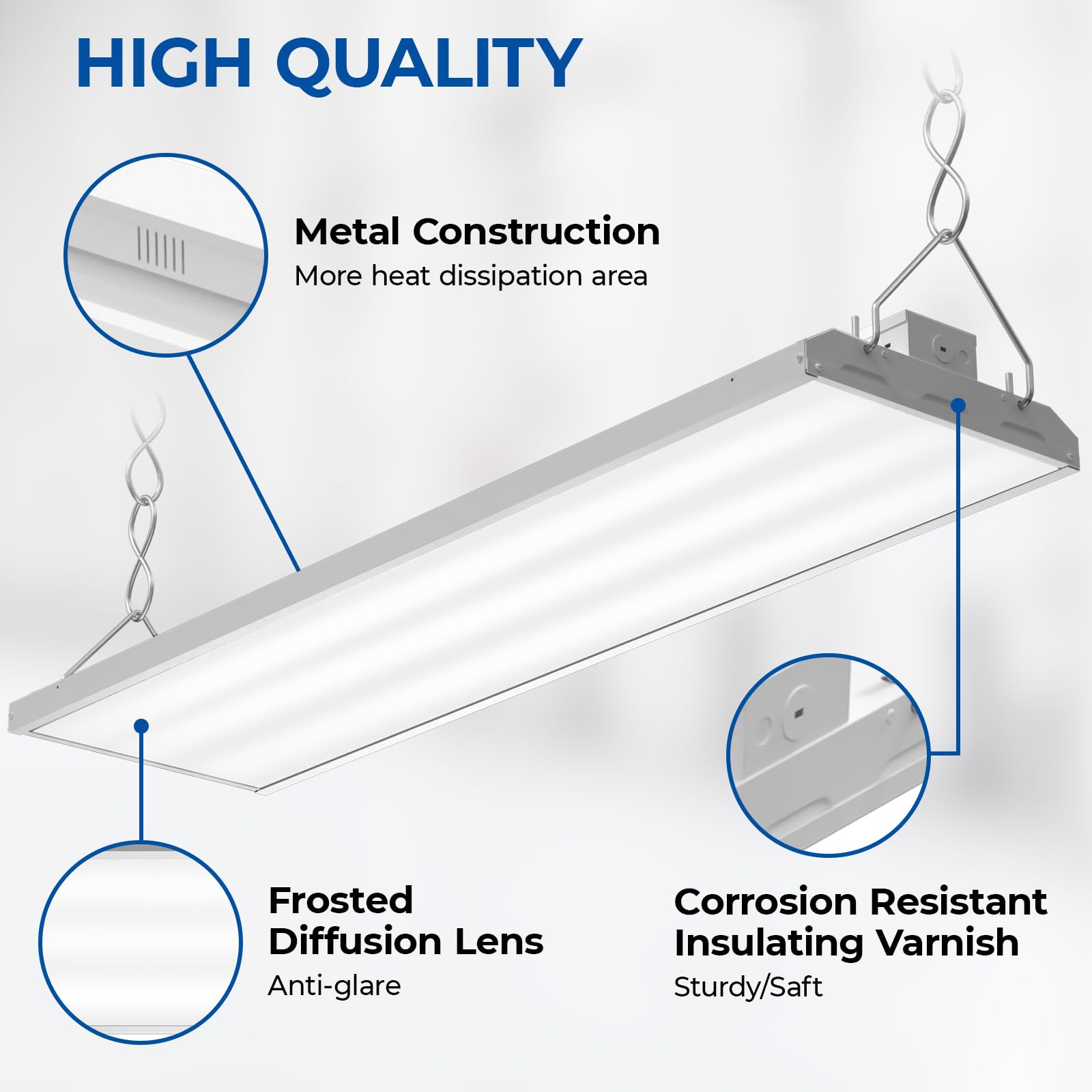 Cinoton 4Ft 210W Led Shop Light With 28350Lm, 0-10V Dimmable Linear High Bay Lighting With 5000K, 120-277V 135Lm/W Commercial Ha